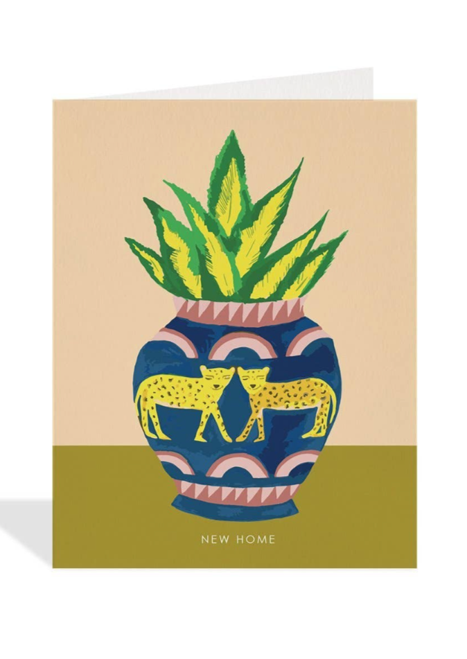 New Home Plant Greeting Card - Elegant Floral Design for Housewarming, Birthday & Thank You Gifts | Perfect for Indoor Plant Lovers & Home Decor