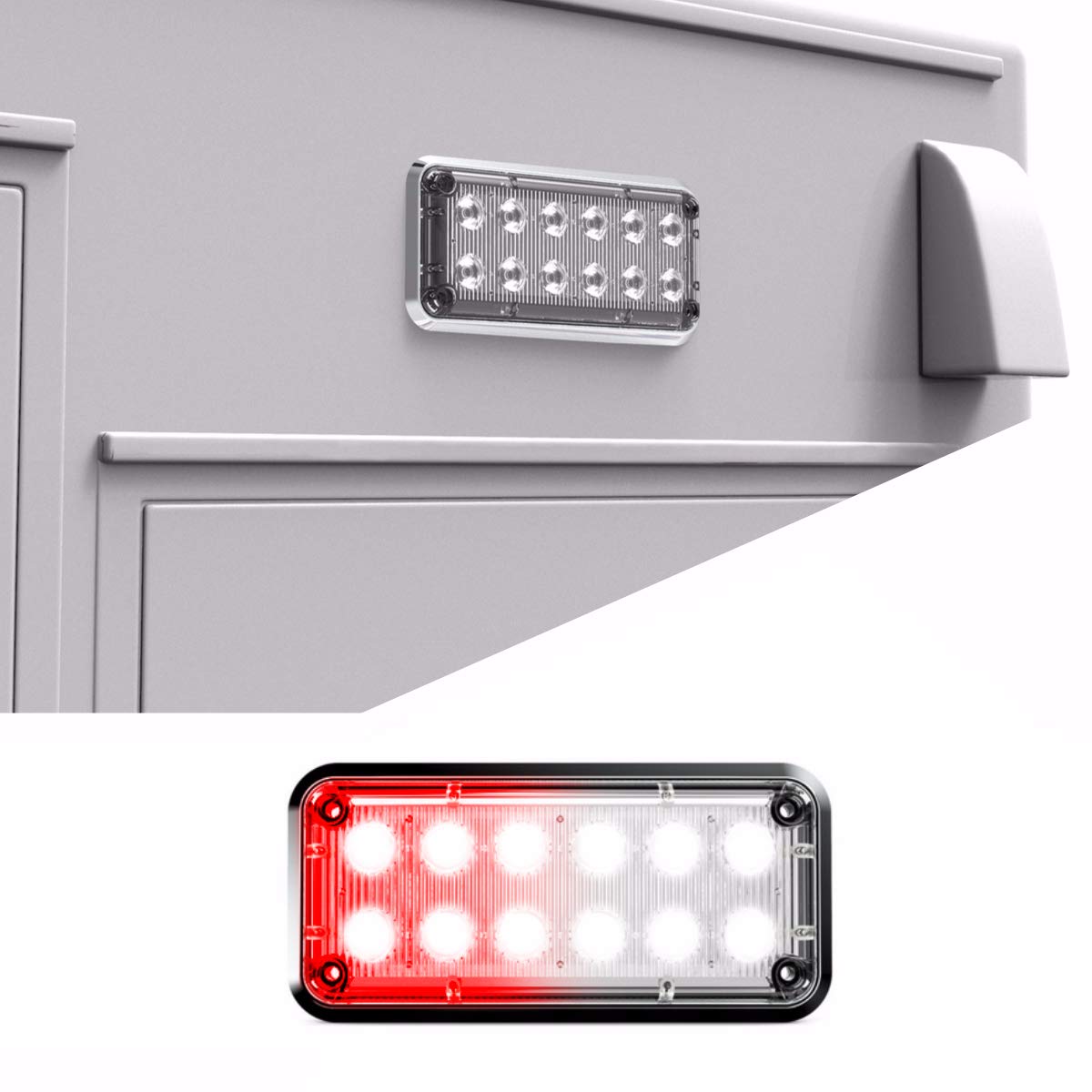 Alpha-Z 7x3 Ambulance LED Surface Mount Emergency Strobe Lights - Ultra Slim Warning Light for Fire Trucks (Red/Clear) | High Visibility Safety Lights for Emergency Vehicles & Roadside Assistance