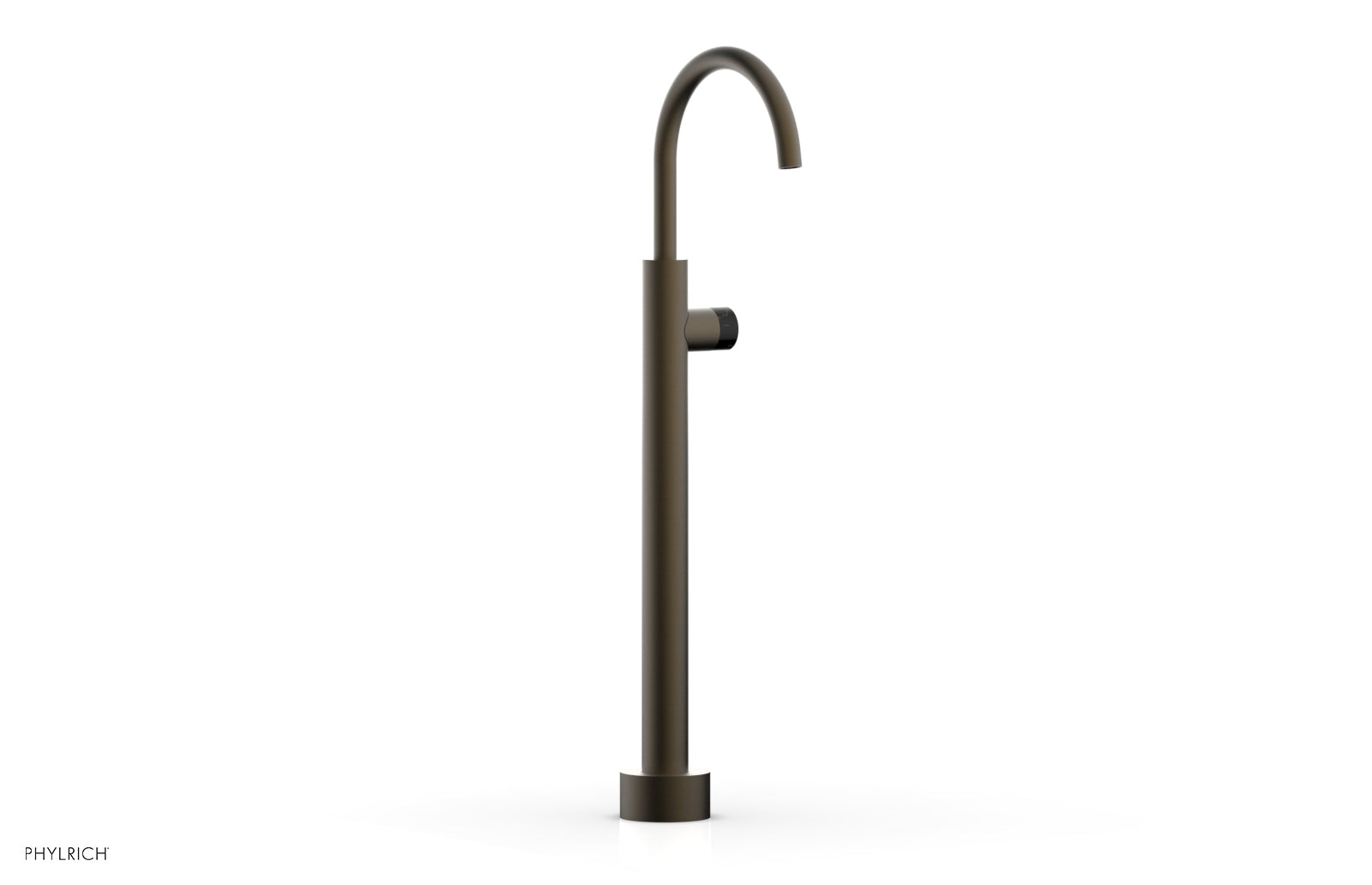 BASIC II Low Floor Mount Tub Filler with Black Marble Handle - Model 230 47 04 | Modern Bathroom Faucet for Freestanding Tubs & Luxury Spa Settings