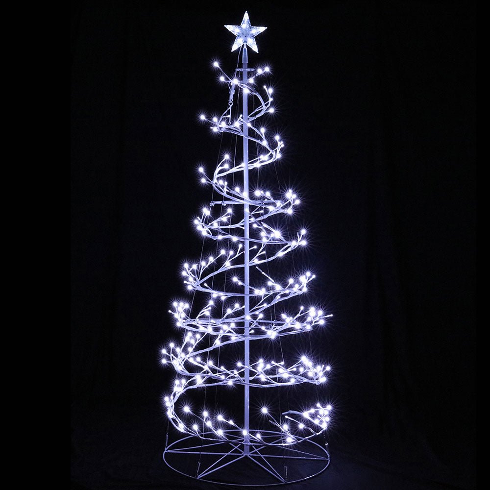 1.8M Pre-Lit Christmas Tree with 320 LED Cold White Lights & Fiber Optic Branches - Perfect for Home, Office, and Holiday Decorations