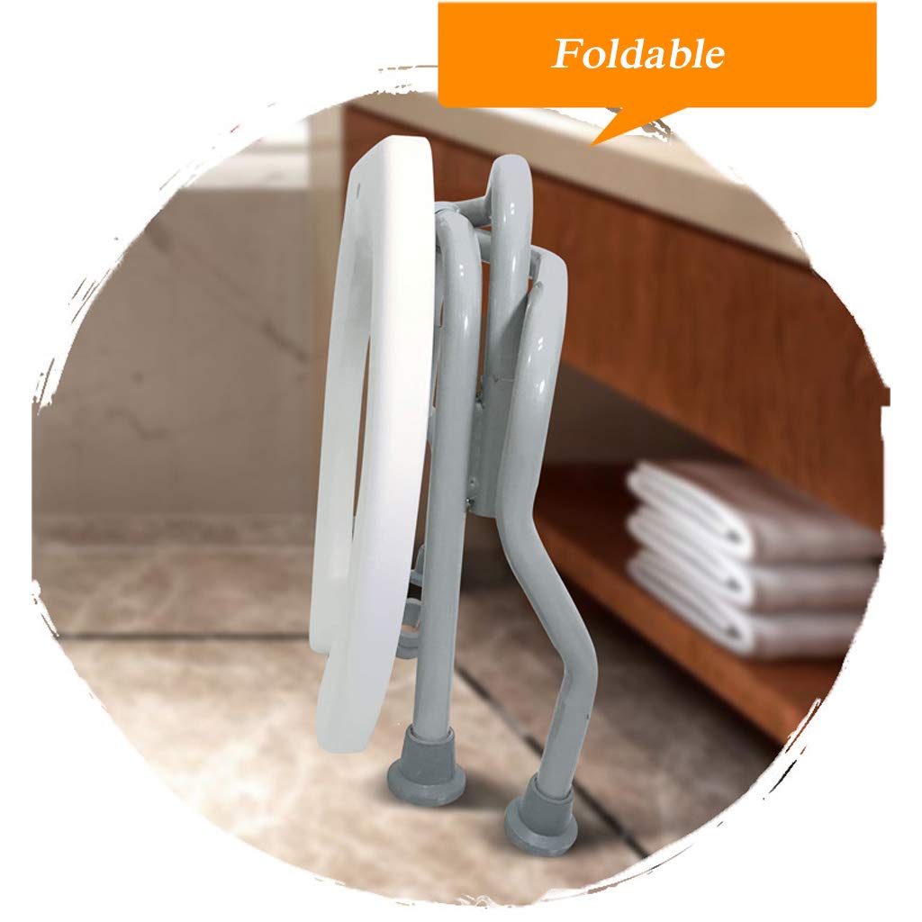Portable Folding Bedside Commode Chair - Lightweight Steel Frame Shower Toilet Seat with Non-Slip Leg Pads for Elderly & Disabled - Home Care, Hospital Use & Travel Convenience