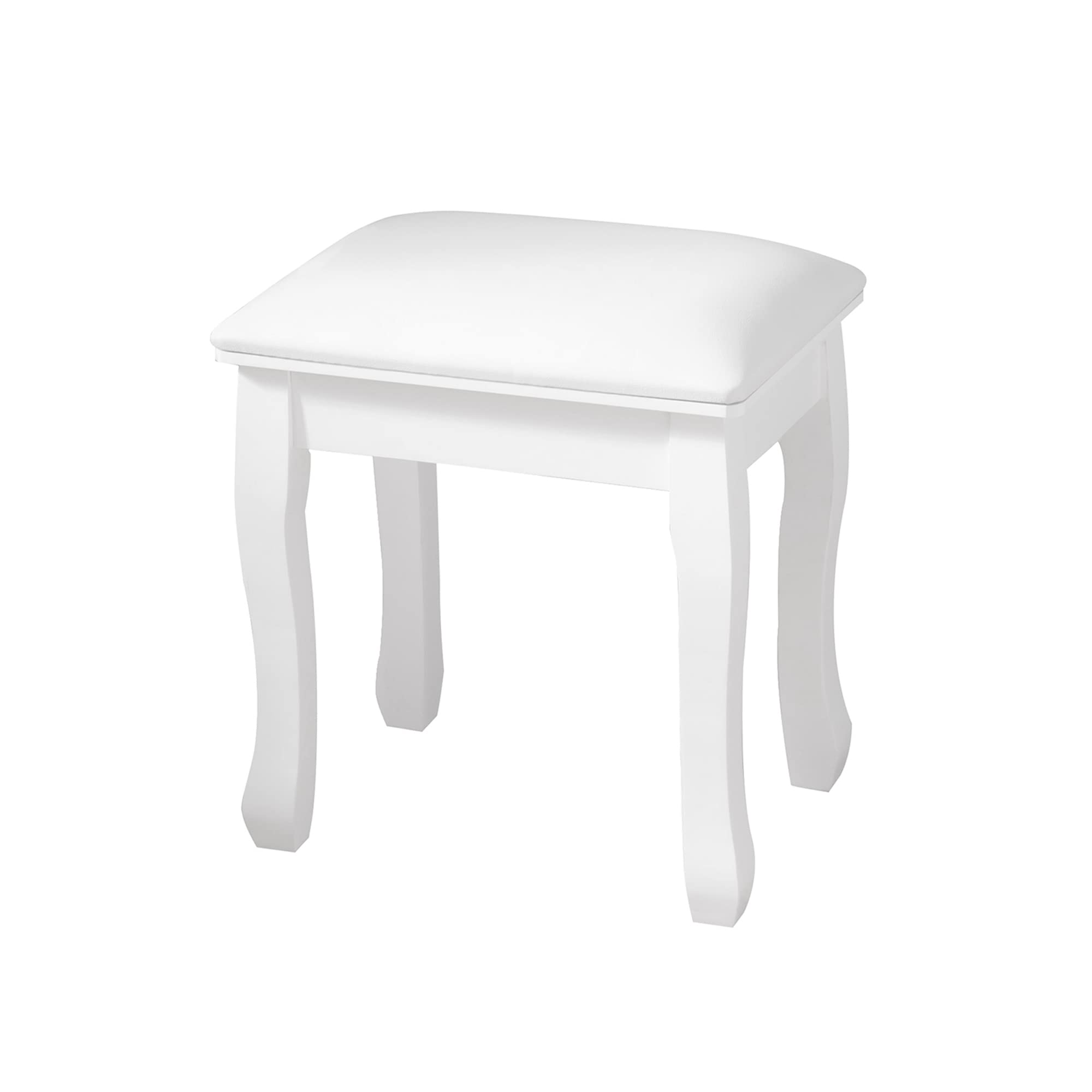 Premium Solid Wood Vanity Stool with Comfortable Sponge Cushion & PU Leather Seat - Perfect Makeup Chair for Dressing Room, Bedroom, and Beauty Salon (Brown)
