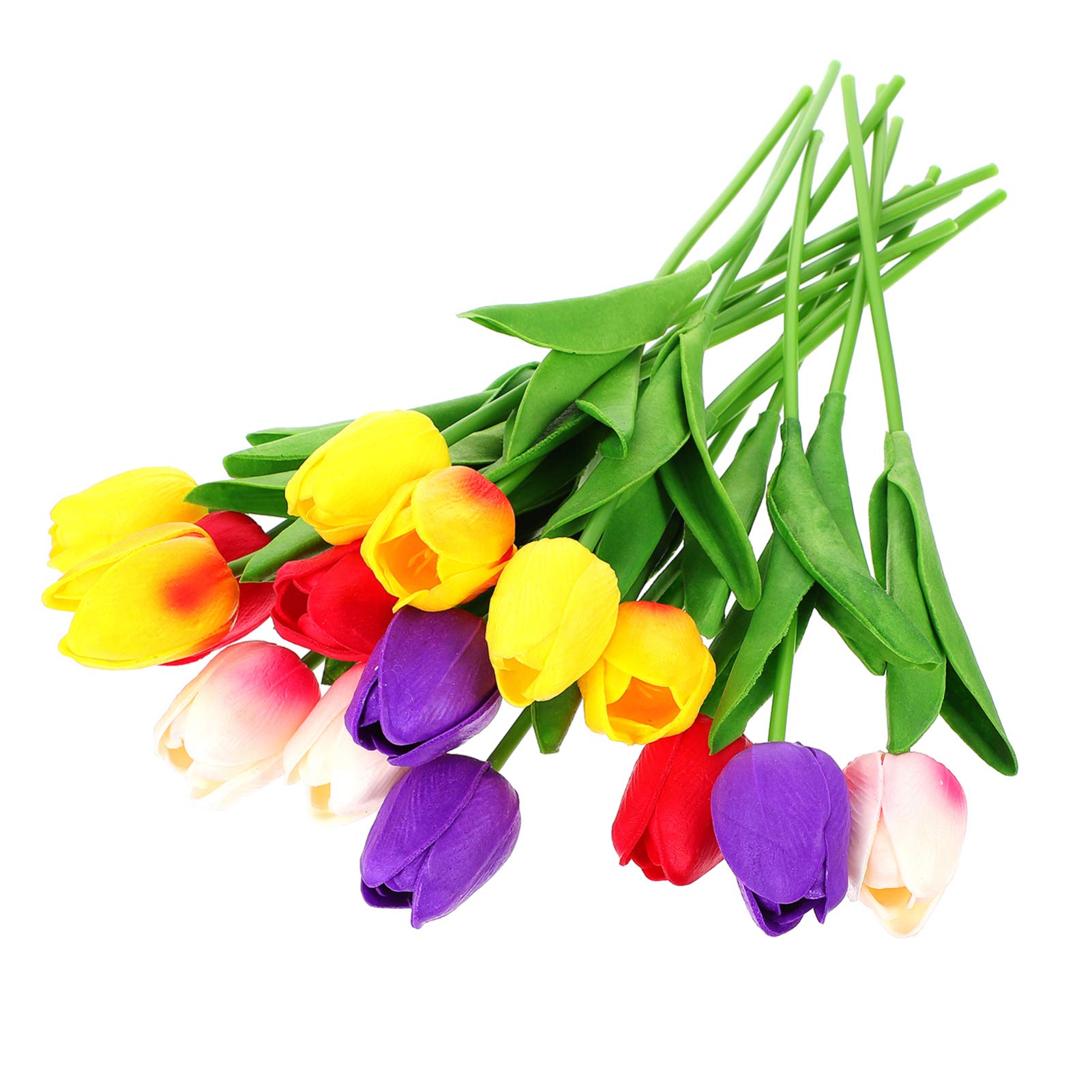 VOSAREA 15pcs Real Touch Artificial Tulip Flowers - Silk Fake Tulips for Bouquet, Wedding Centerpiece, Office & Home Decor - Perfect for Desk Decorations, Party Arrangements & Room Decoration