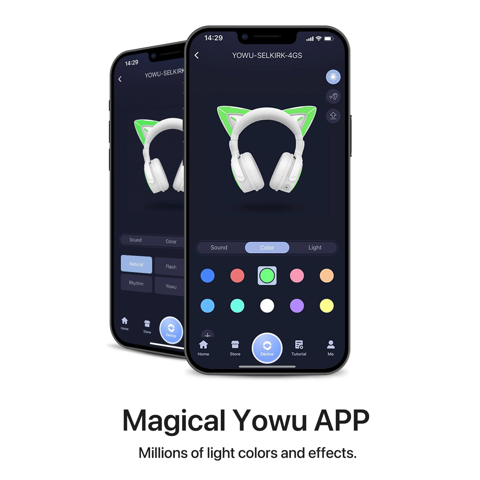 YOWU Cat Ear RGB Gaming Headset with Mic - 2.4G Wireless & Wired USB/Type C Bluetooth Headphones for PC, PS4, PS5, XBOX, Switch (White) - Perfect for Gaming, Streaming & Cosplay
