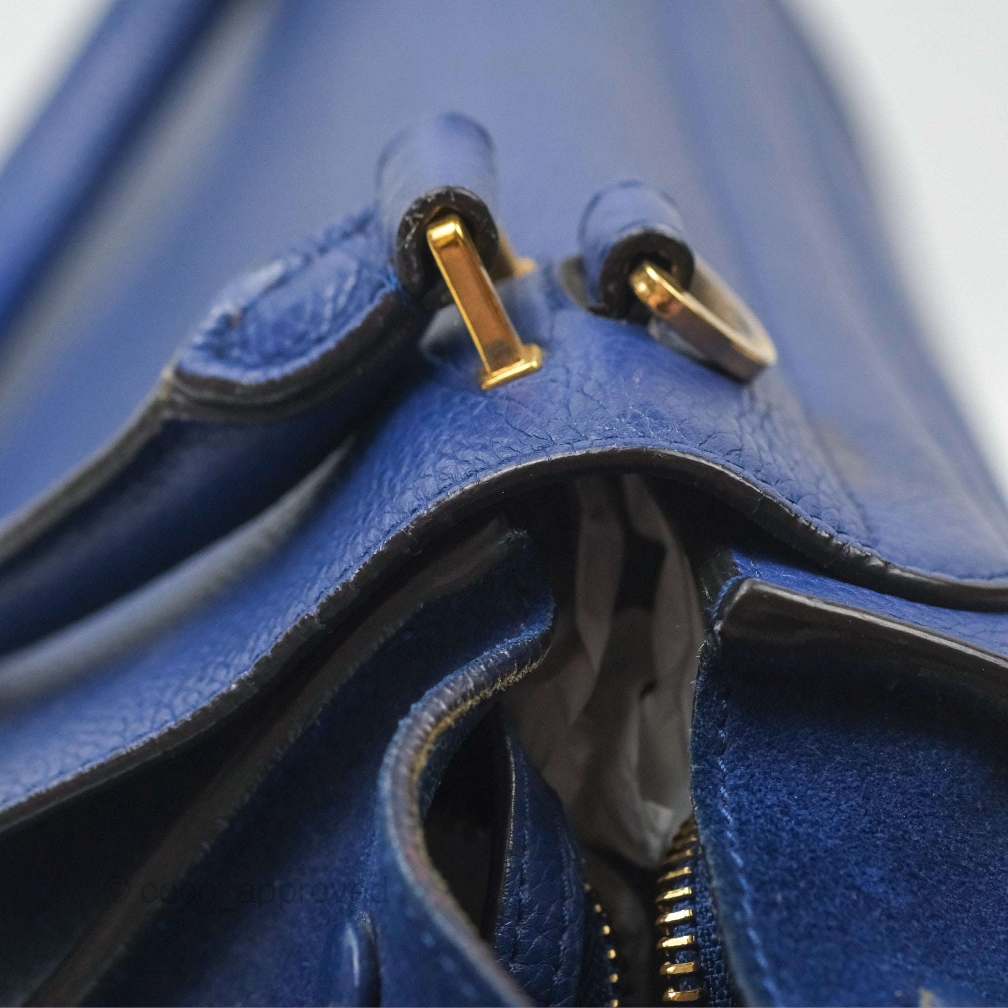 Celine Small Sleek Trapeze Handbag in Blue Calfskin Leather - Perfect for Work, Travel & Everyday Luxury