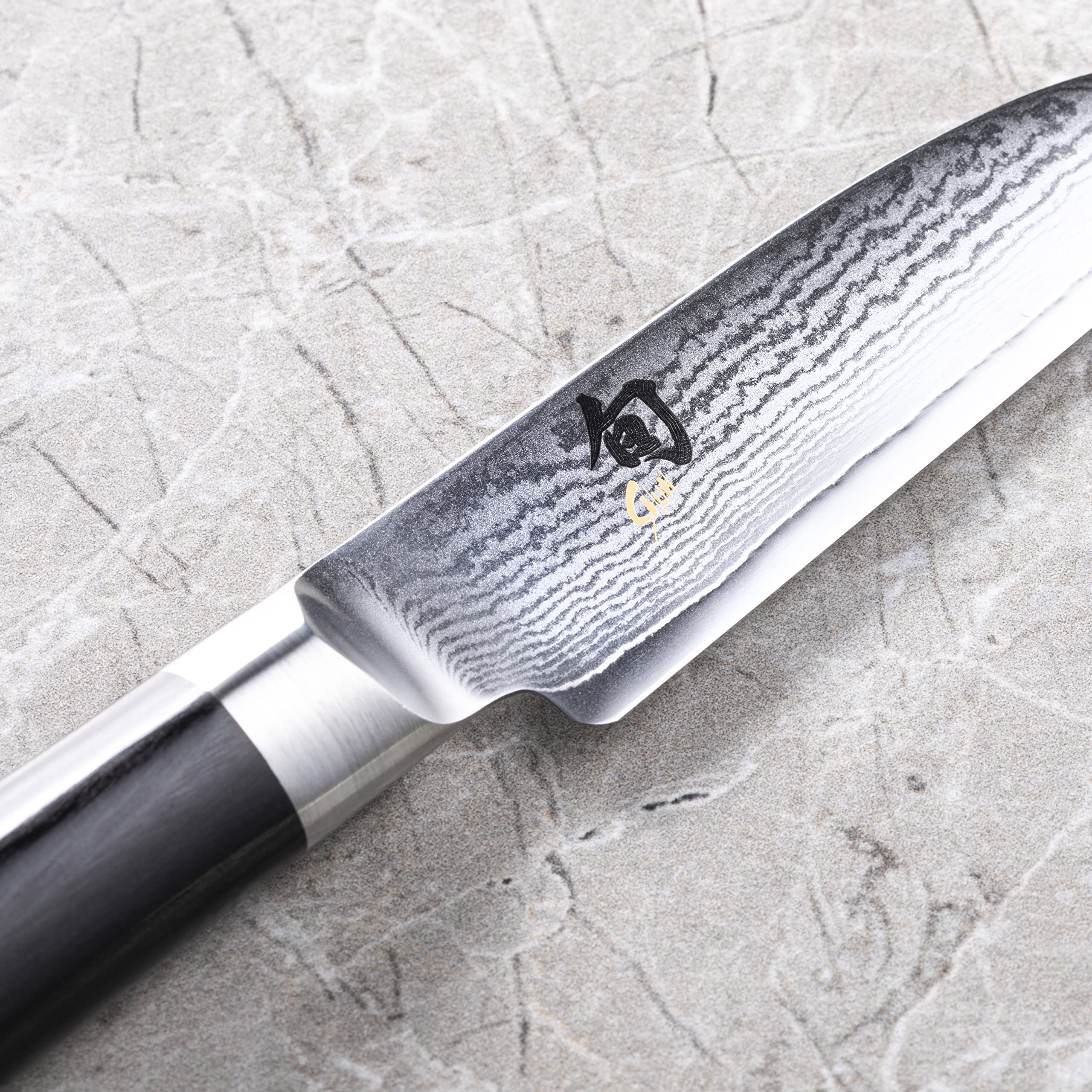 Shun Classic 3.5 Inch Straight Vegetable Knife - Japanese VG-MAX Steel Blade, Handcrafted Kitchen Knife for Precise Chopping & Slicing - Perfect for Chefs, Home Cooks & Vegetable Preparation