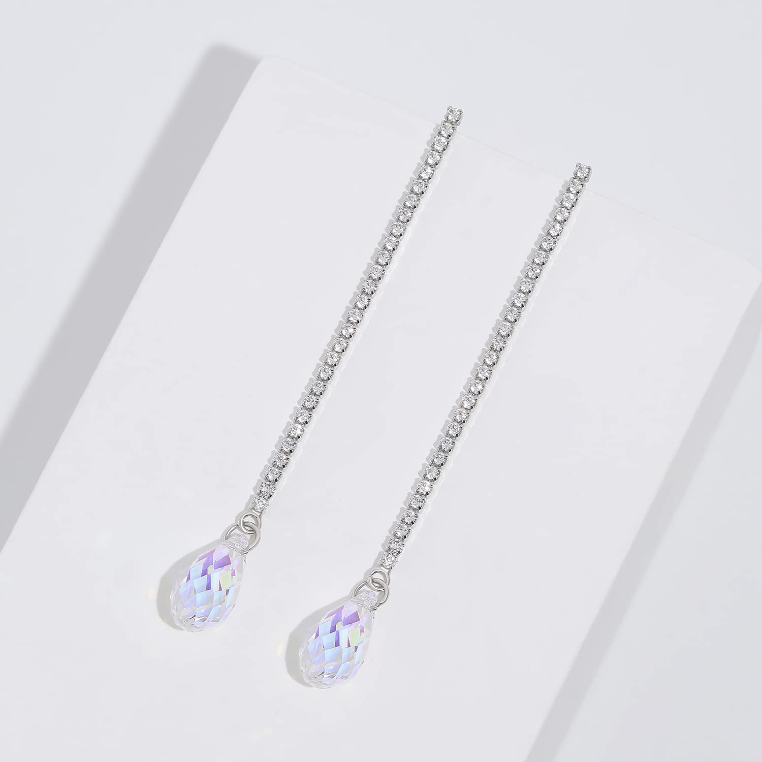 Meissa Teardrop Dangle Earrings for Women - Elegant Silver Statement Jewelry for Prom, Wedding & Bridal Accessories | Perfect for Evening Parties, Date Nights & Special Occasions