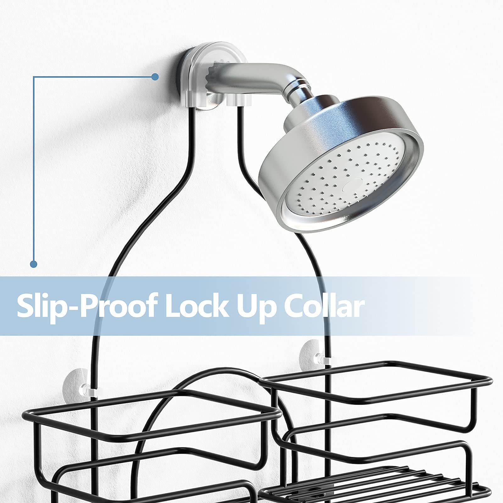 SRIWATANA Shower Caddy Organizer with Metal Floating Shelves - Rustproof Bathroom Storage Set of 2 - Perfect for Shower Organization and Small Space Bathroom Decor