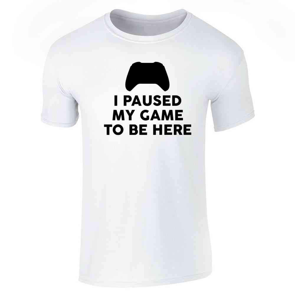 Pop Threads 'I Paused My Game to Be Here' Xbox Controller Graphic T-Shirt for Men - Comfortable Gaming Tee for Casual Wear & Video Game Nights