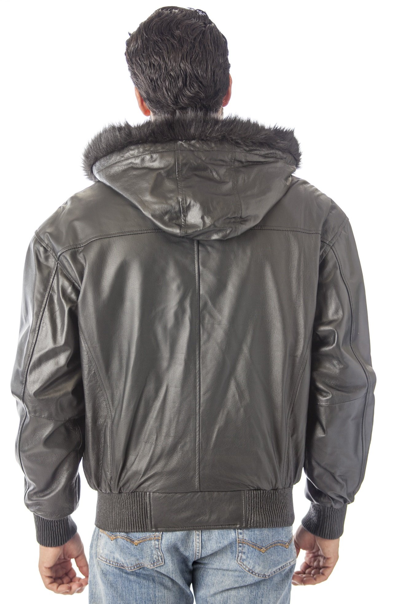 REED Men's Hooded Leather Bomber Jacket with Zip Out Lining - Stylish Winter Coat for Casual & Outdoor Wear