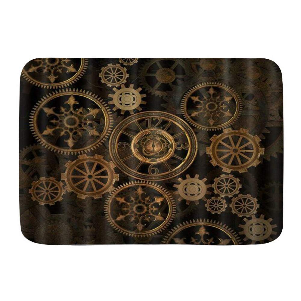 GRATNNA Premium Luxury Bath Rug - Retro Steampunk Gear Pattern Absorbent Bath Mat for Bathroom, Bedroom & Entryway - Soft Indoor Area Rug for Home Decor & Comfort