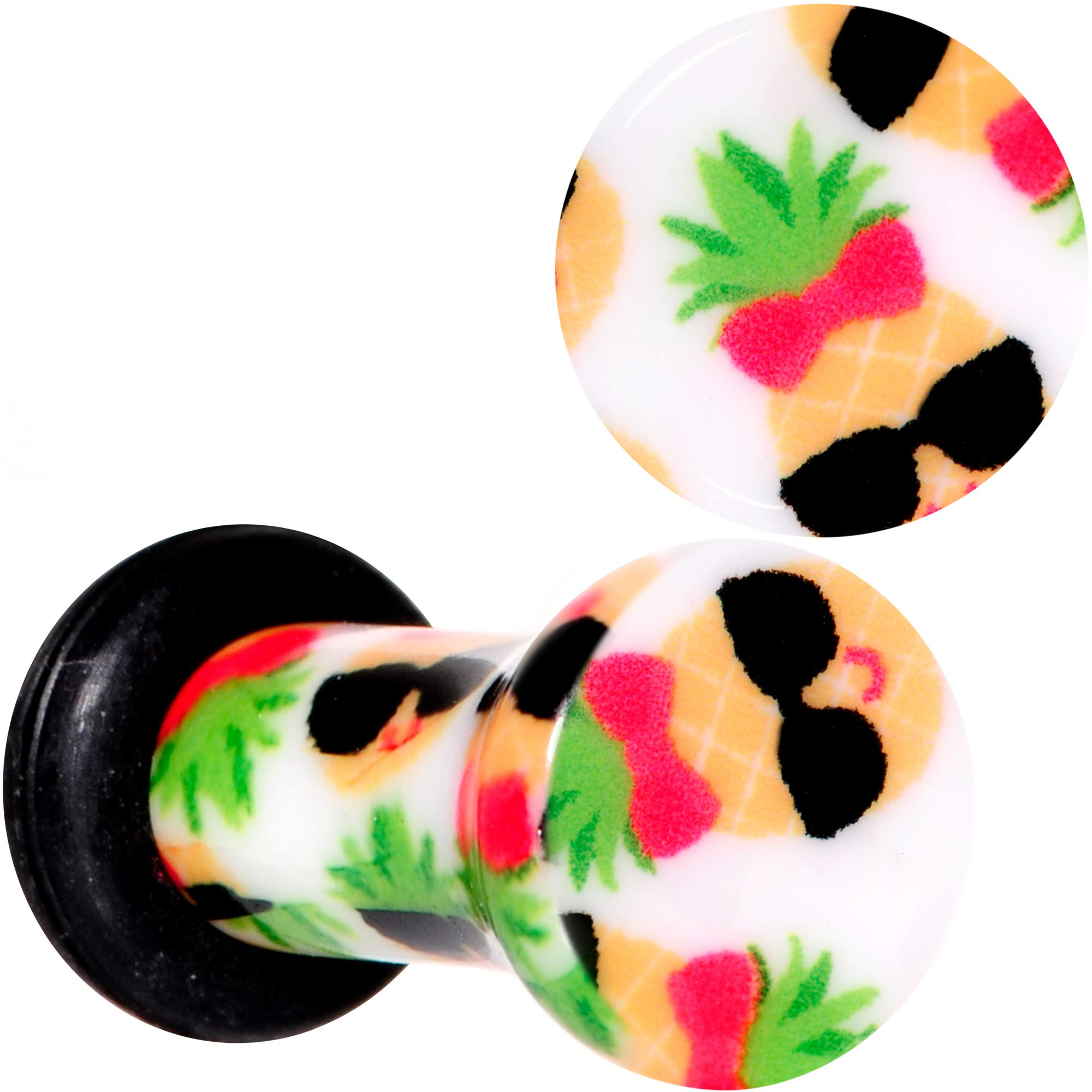 Body Candy 2-Piece White Acrylic Cool Pineapple Single Flare Ear Plugs Gauges Set - Perfect for Stretching, Piercing Jewelry & Alternative Fashion