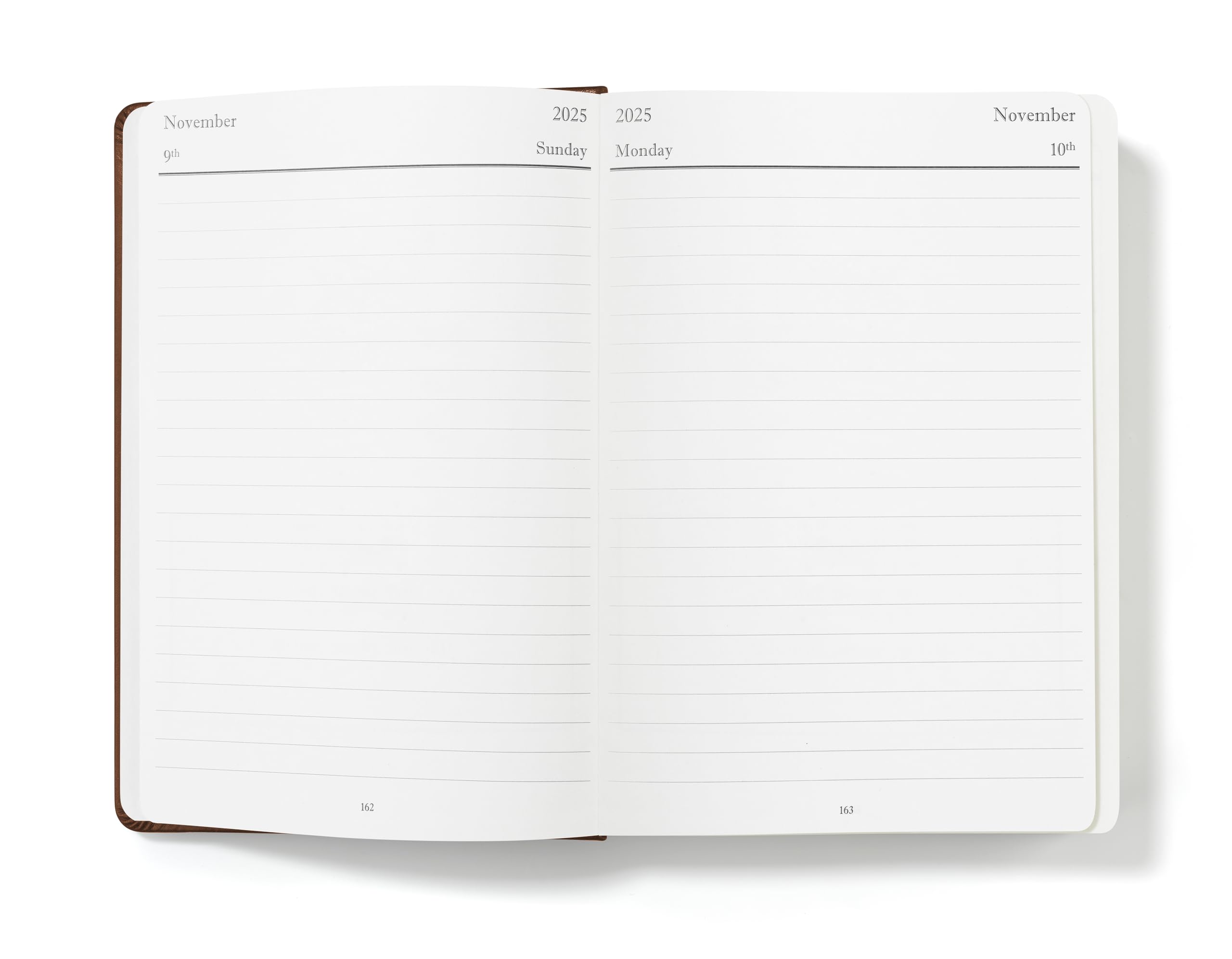 Wykeham's Executive 2025-26 Daily Planner & Academic Diary - Customizable Leather Journal (Brown, 8.5