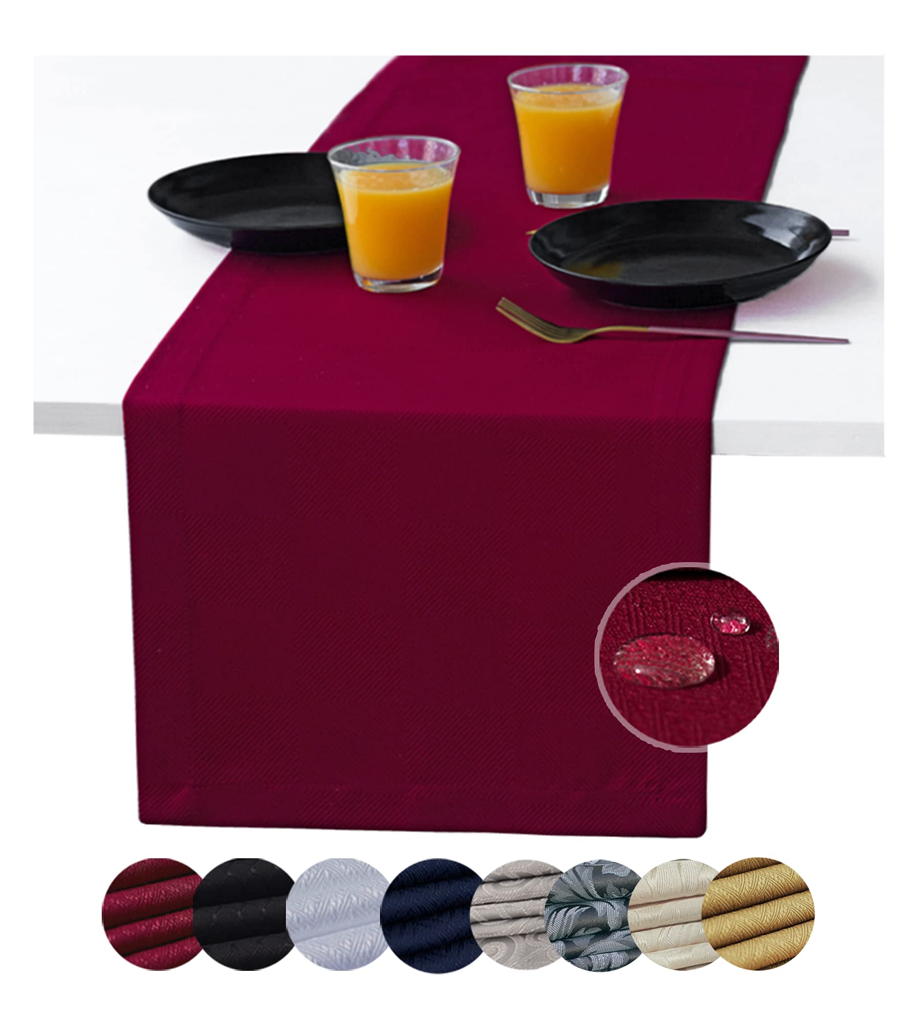 90 Inch Red Table Runner - Burgundy Waterproof Long Dresser Scarf for Outdoor Dining, Coffee & Nightstand Decor | Perfect for Dinner Parties, Weddings & Independence Day Celebrations