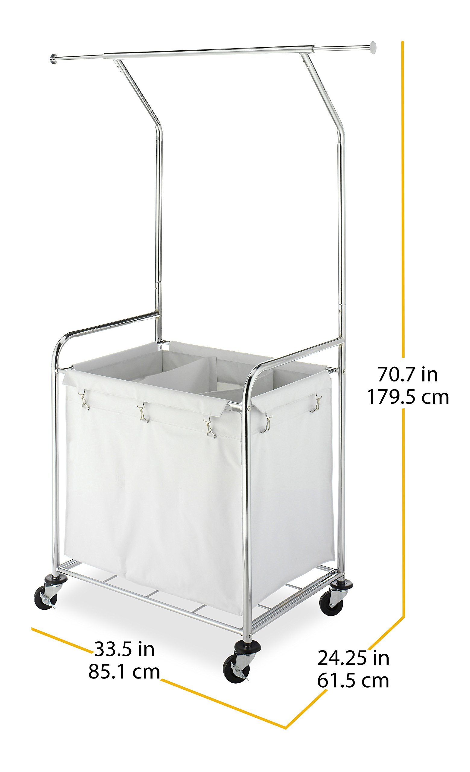 Whitmor Commercial Rolling Laundry Center with Removable Liner & Heavy Duty Wheels - Perfect for Laundry Rooms, Apartments & Small Spaces