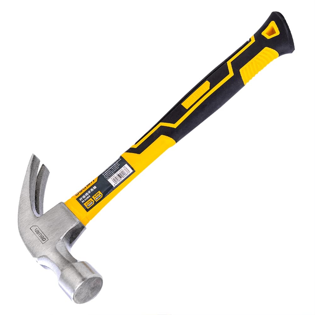 Steel Pipe Claw Hammer with Non-Slip Fiber Handle - V-Shaped Claw Design for DIY, Construction & Home Repair - Perfect for Carpentry, Woodworking and Professional Use