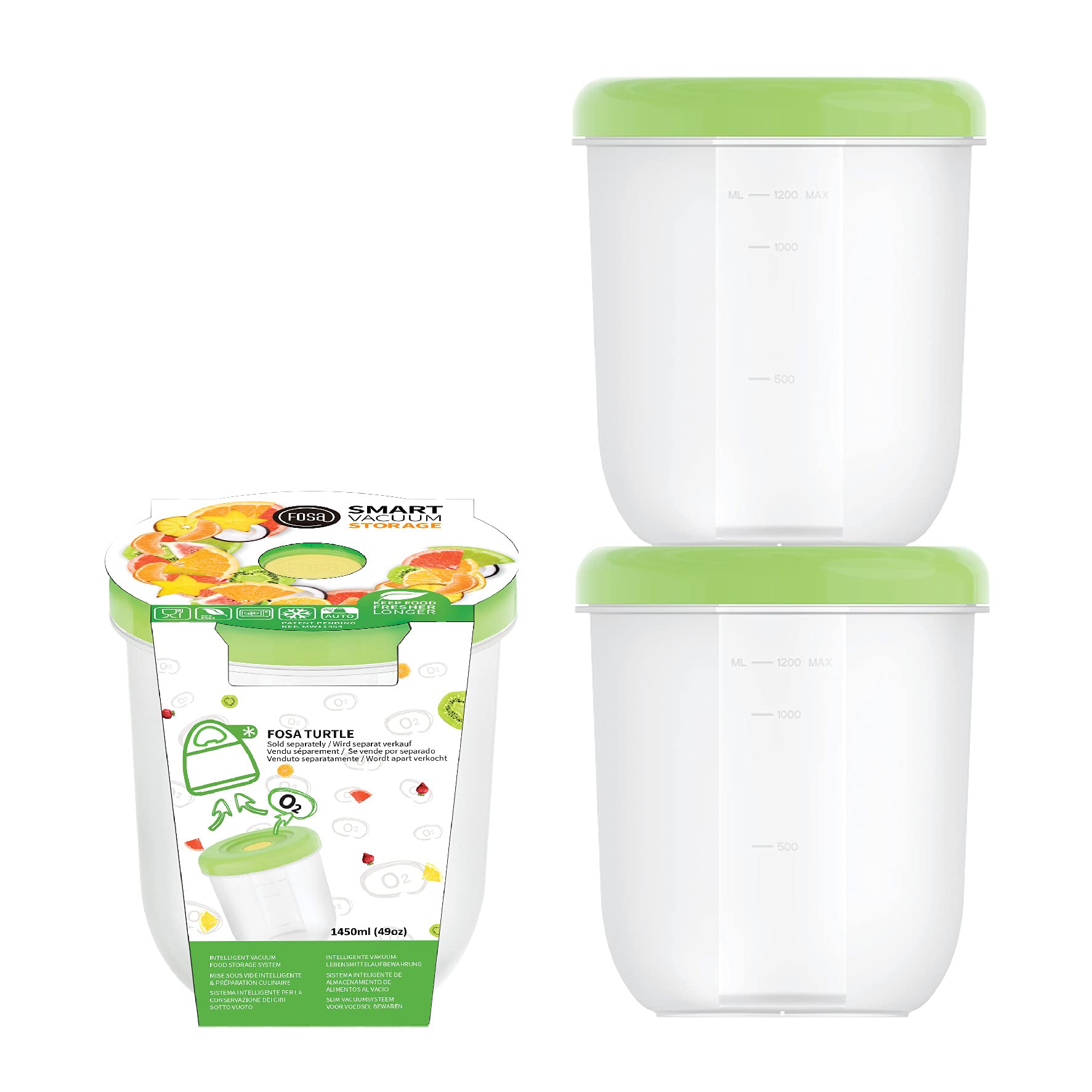 Premium FOSA Vacuum Food Storage Container Set - 49oz Microwavable Airtight Containers with Lids (2-Pack) - Ideal for Meal Prep, Leftovers & Kitchen Organization (Vacuum Unit Sold Separately)