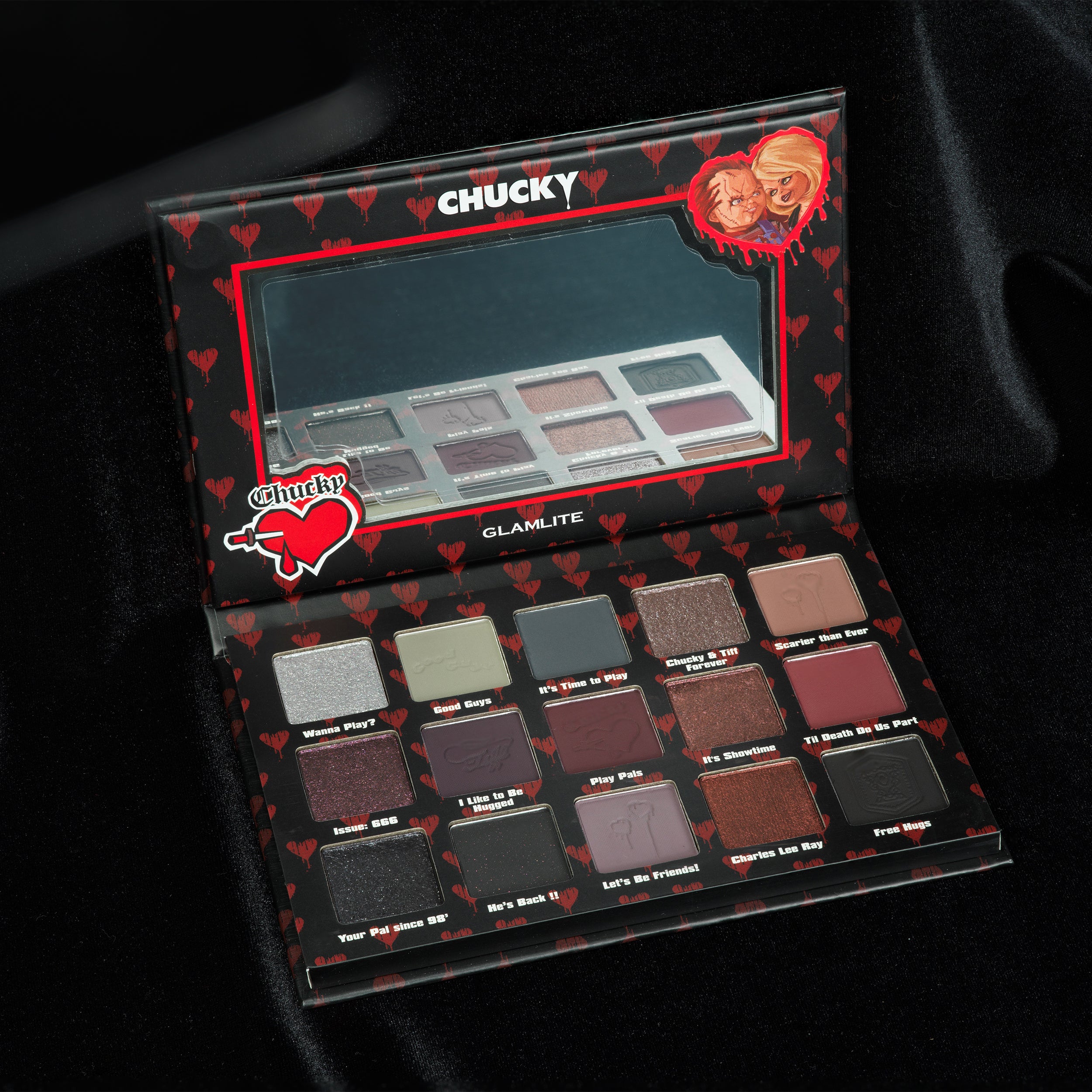 Glamlite Chucky Crazy In Love Eyeshadow Palette | Horror Movie Inspired Makeup | Perfect for Halloween, Cosplay & Themed Parties