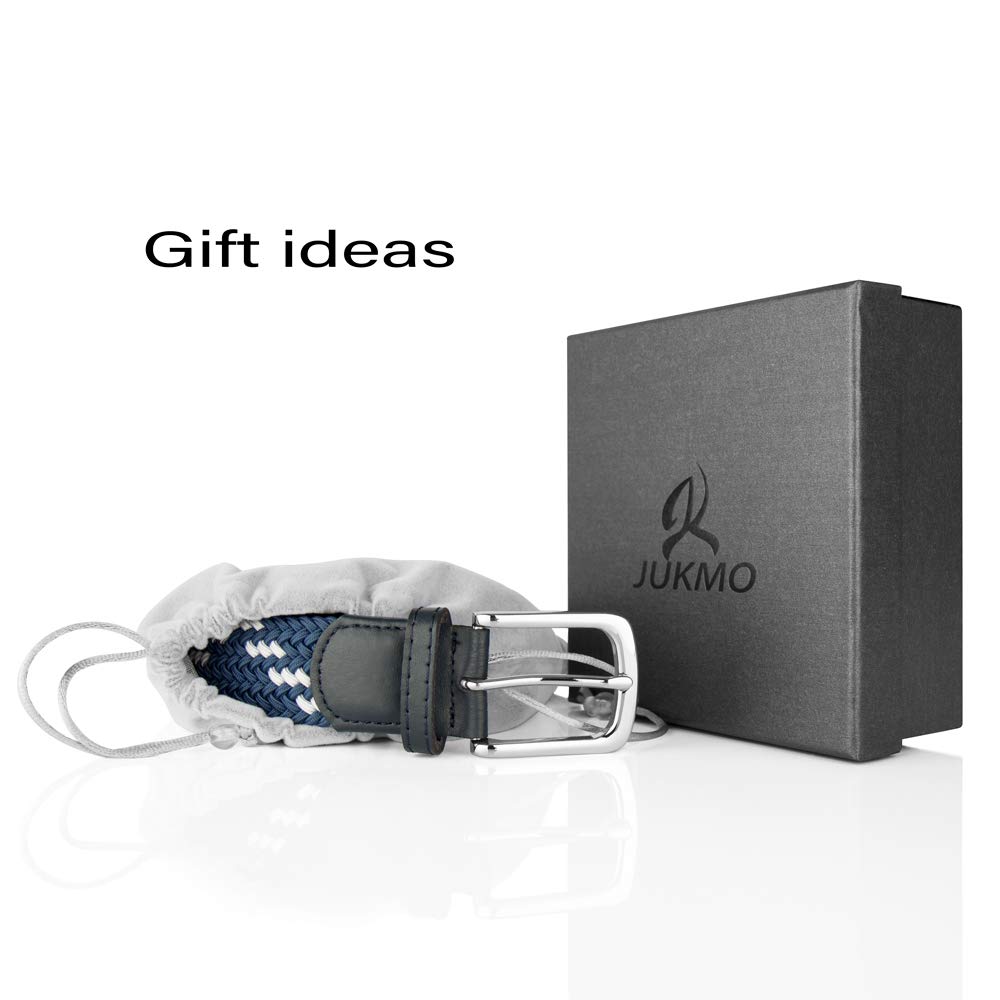 JUKMO Elastic Braided Belt for Men & Women - Adjustable Stretch Woven Belt with Gift Box - Perfect for Casual Wear, Office & Travel Accessories