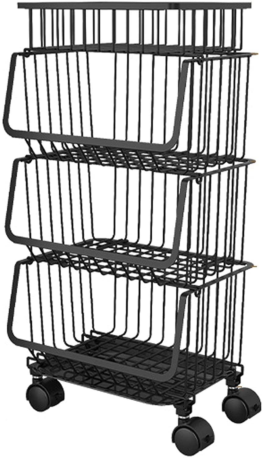 Zmsty 3-4 Tier Rolling Utility Cart with Locking Wheels - Metal Kitchen Storage Shelf, Mobile Organizer for Home, Office, or Garage (4-Tier Size) - Perfect for Pantry Organization, Bathroom Storage & Workshop Supplies