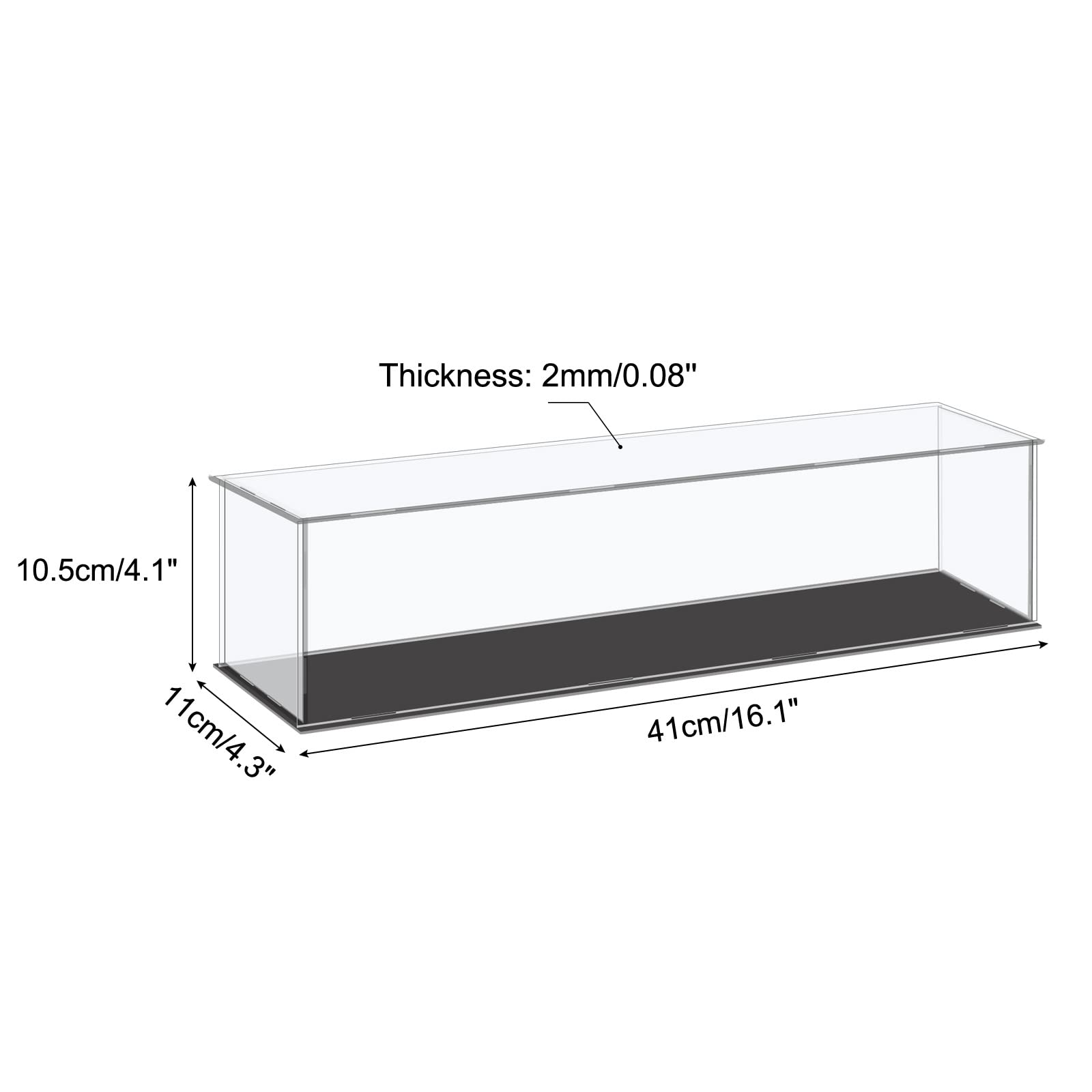Meccanity 16.1x4.3x4.1 Inch Clear Acrylic Display Case - Dustproof Plastic Storage Box for Collectibles, Action Figures & Miniatures | Perfect for Home Decor, Toy Collections & Retail Showcase