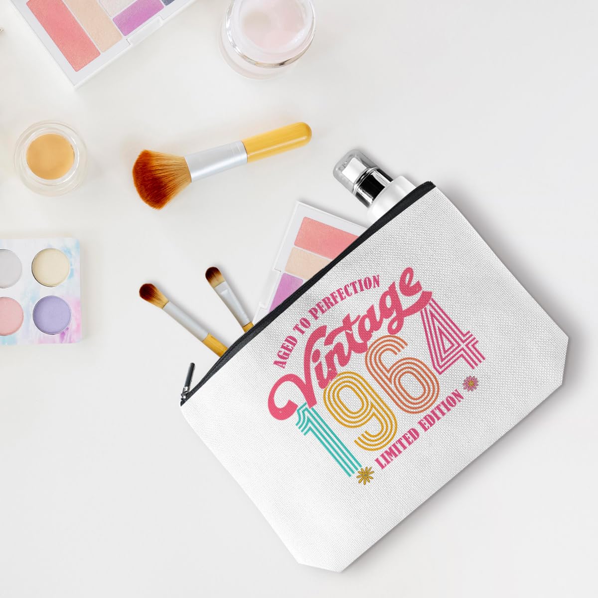 60th Birthday Makeup Bag for Women - Travel Cosmetic Pouch for Mom, Grandma & Friends - Perfect Gift for Anniversary & Celebrations
