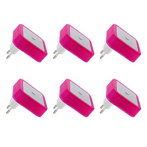 Othmro 6-Pack ABS Plug-in Night Light, Warm White LED Christmas Bulb with Auto Dusk-to-Dawn Sensor - Perfect for Bedroom, Kitchen, Hallway (L62×W62×H60, Red, EU Plug) | Energy-Efficient Night Lighting Solution for Home Safety & Holiday Decor