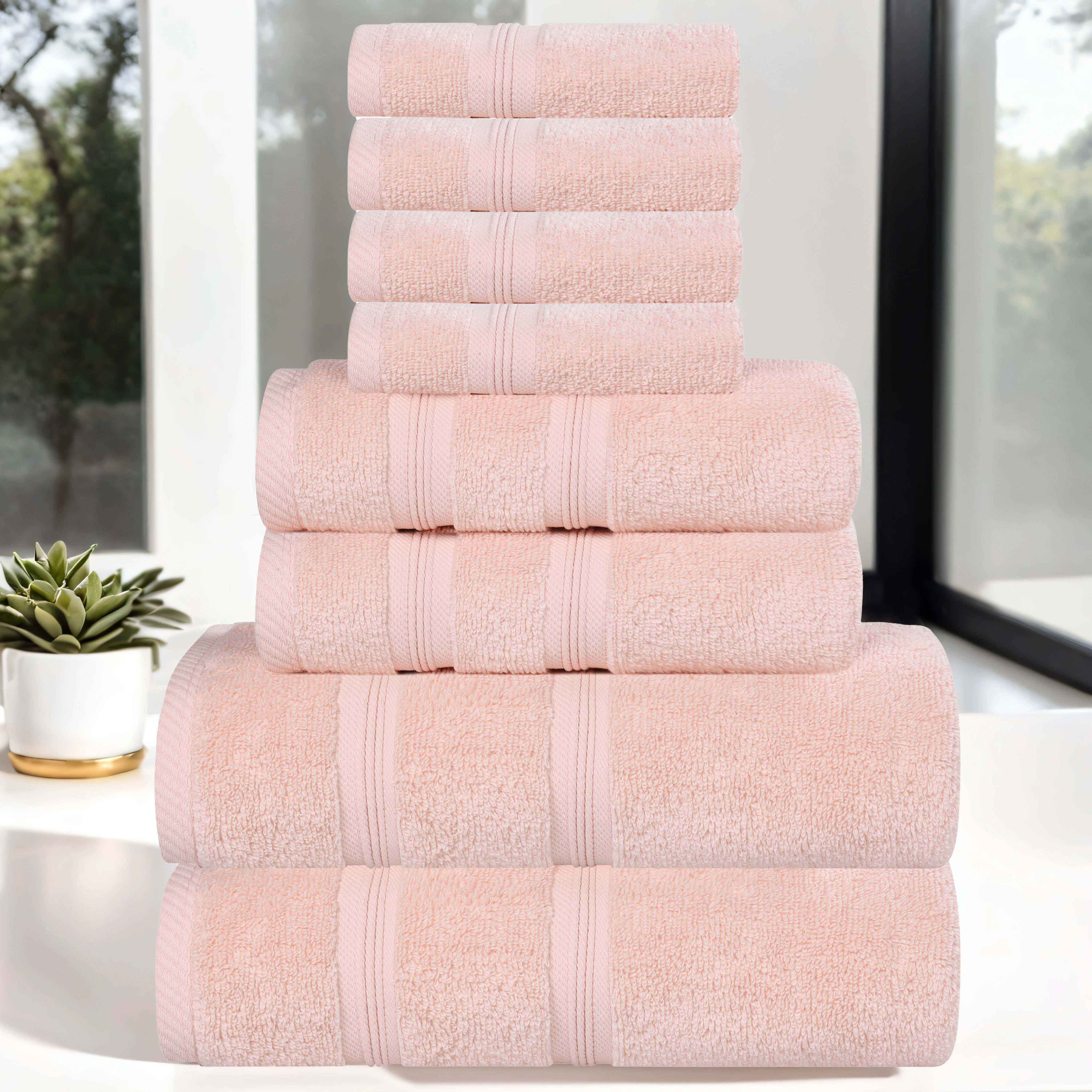 Smart Dry Zero Twist Cotton 8-Piece Towel Set - Ultra Soft & Absorbent Bath Towels for Spa, Gym & Luxury Home Use