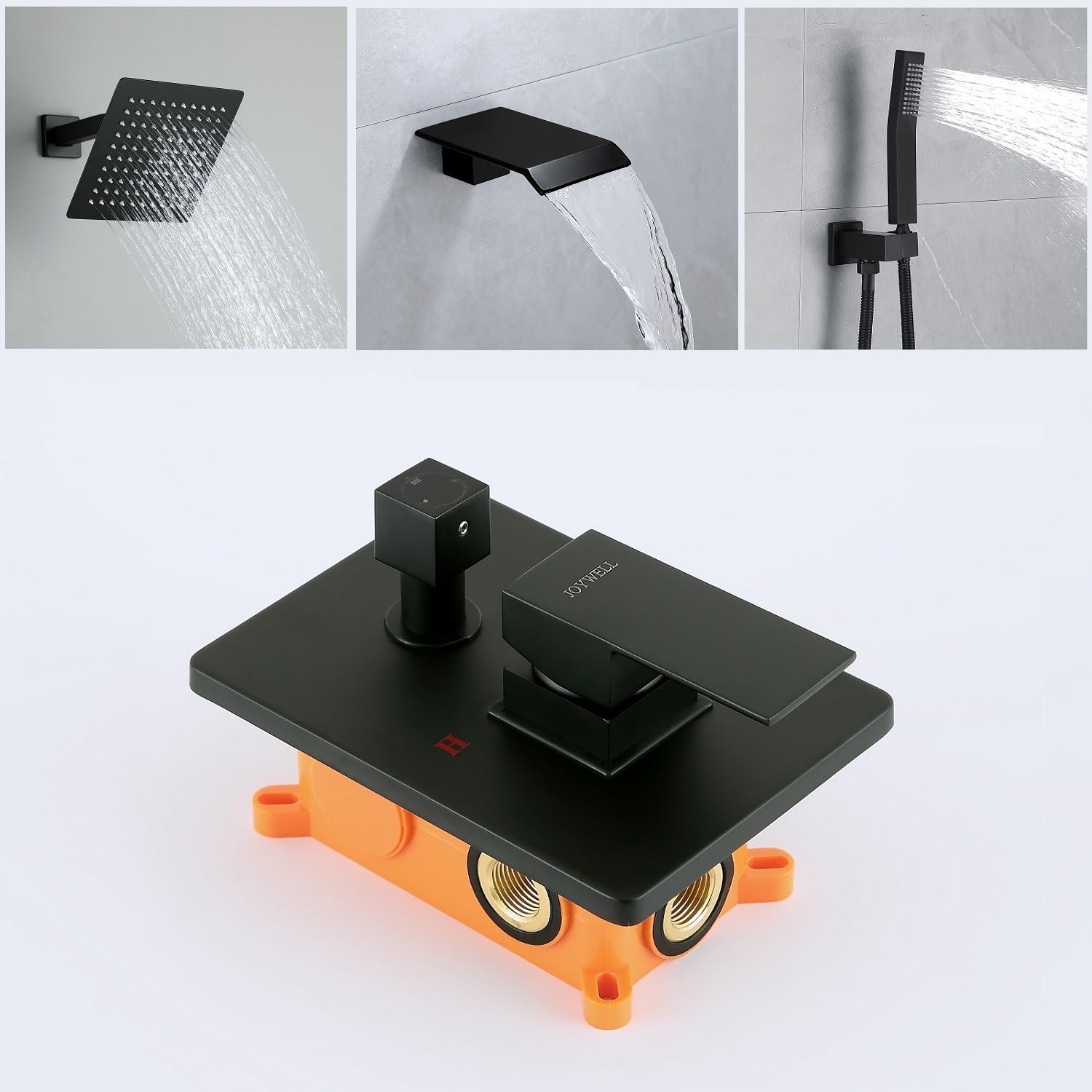 Premium Matte Black Bathtub Shower System - 8 Inch Rainfall Shower Head & Handheld Sprayer Combo for Luxurious Bathroom Upgrade | Perfect for Modern Homes & Spa-Like Experience