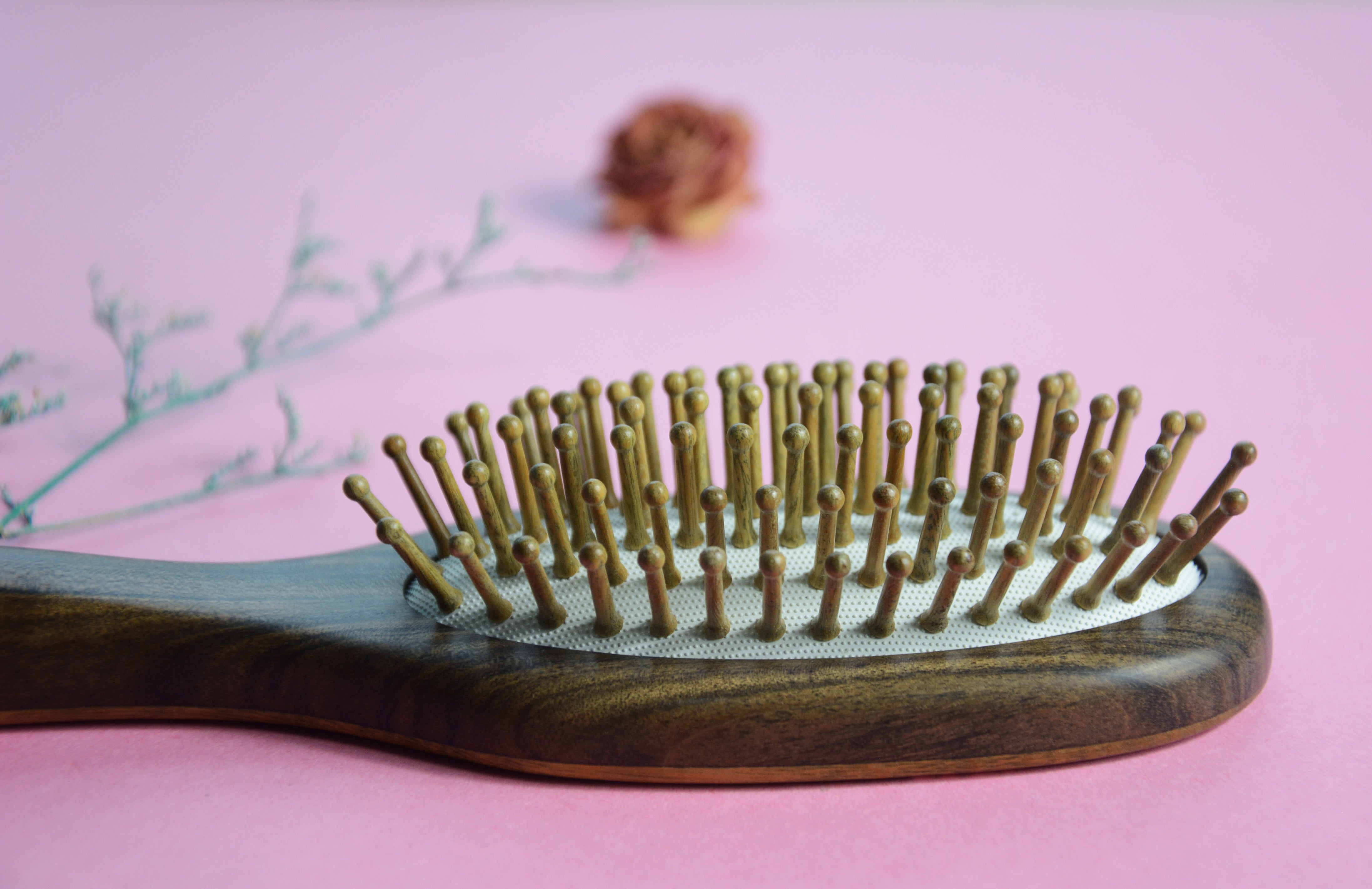 3D Rose Flower Wooden Hair Brush - Natural Wood Bristle Hairbrush for Detangling & Shine - Perfect for Home, Salon & Travel Use