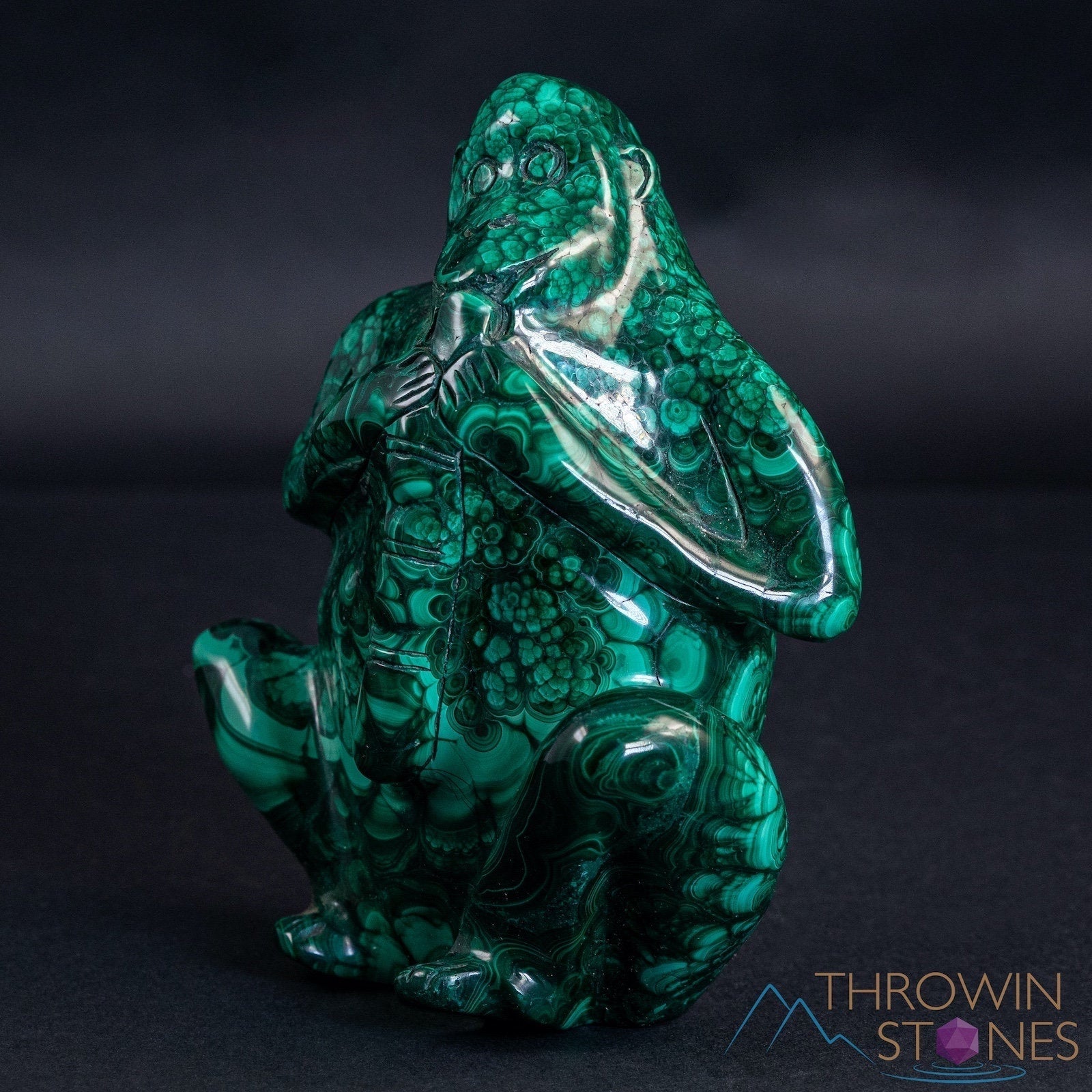 Hand Carved Malachite Gorilla Stone Statue - Large Healing Crystal Sculpture for Home Decor, Housewarming Gift & Spiritual Healing | Perfect for Living Room Display, Meditation Space & Feng Shui