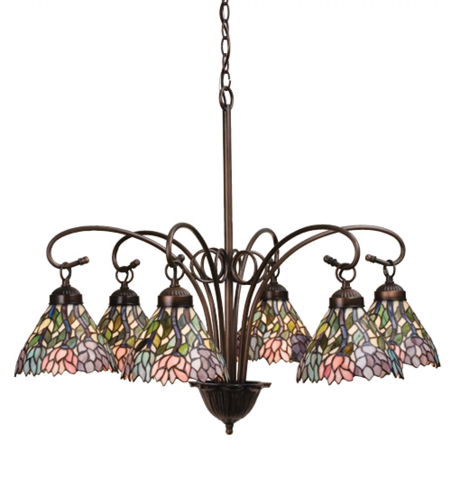 StarSun Depot 30 Inch Wisteria Purple 6-Light Chandelier with Crystal Accents - Perfect for Dining Room, Bedroom, or Living Room Lighting Decor