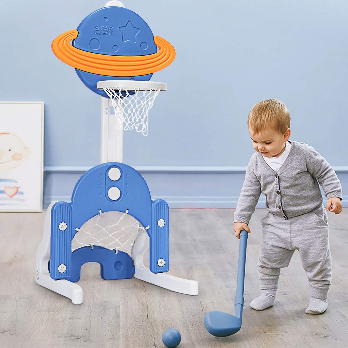 Costzon Adjustable Kids Basketball Hoop Set - Indoor/Outdoor Sports Toy for Toddlers - Best Gift for Boys & Girls