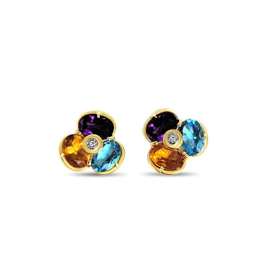 Stunning Multi Stone Earrings with Blue Topaz, Citrine & Amethyst | Elegant Jewelry for Women | Perfect for Parties, Weddings & Special Occasions