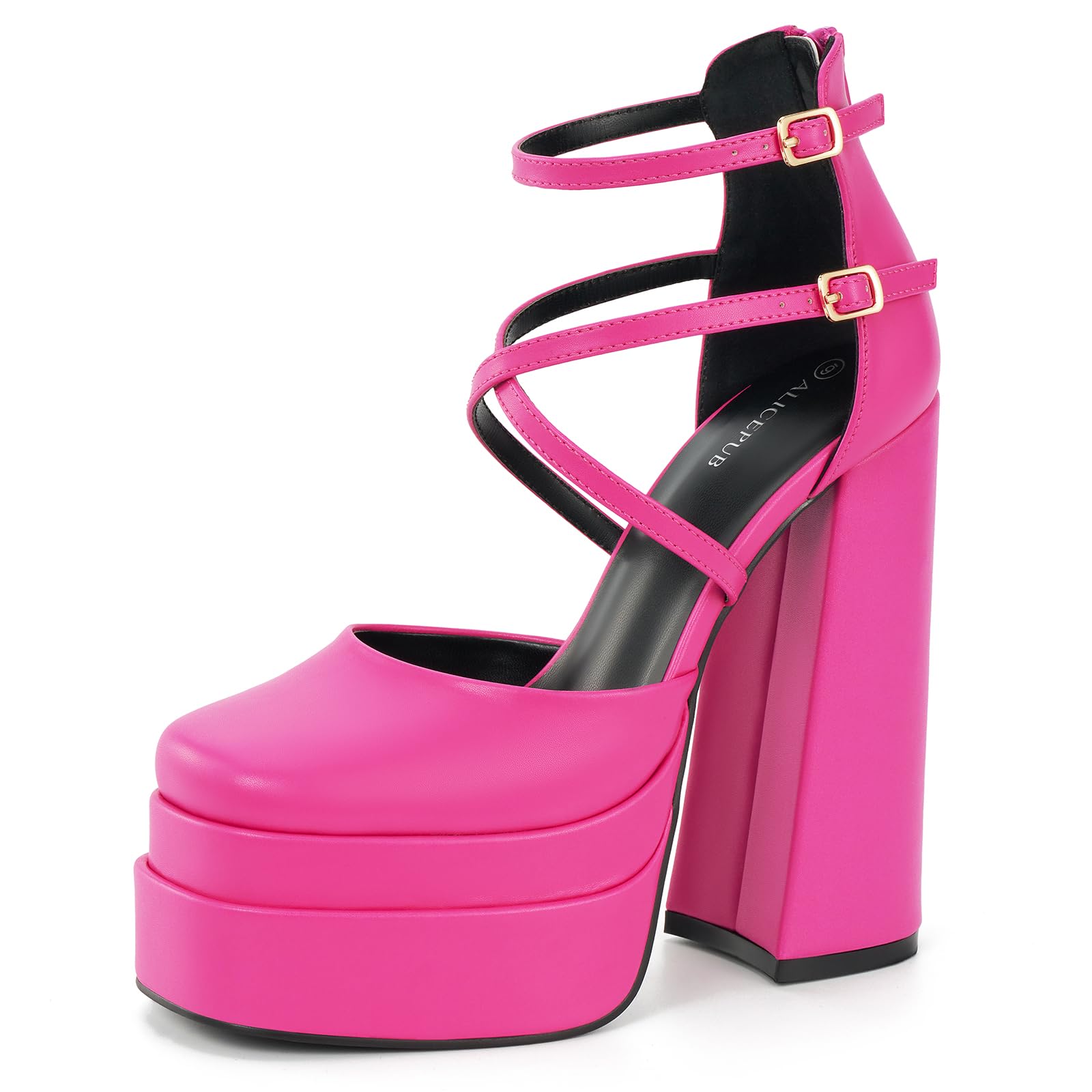 ALICEPUB Women's Chunky Platform High Heels - Closed Toe Ankle Strap Square Toe Block Pumps for Prom, Party & Dress Occasions | Comfortable Sexy Party Shoes for Women | Perfect for Weddings, Night Out & Special Events
