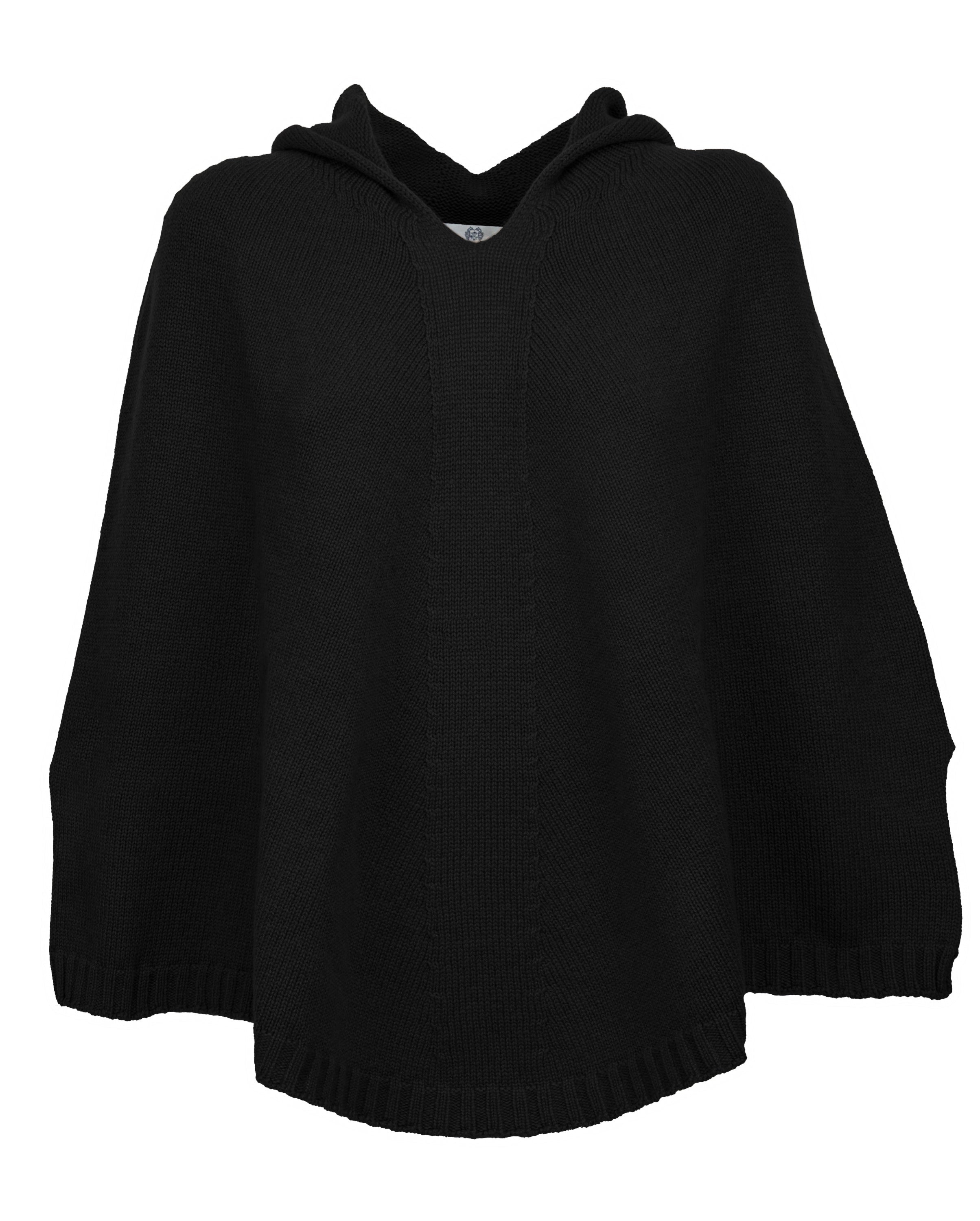 Luxury Women's Pure Cashmere Hooded Poncho - Soft & Warm Winter Shawl Wrap - Perfect for Casual Outings, Travel & Cozy Nights at Home (Black)