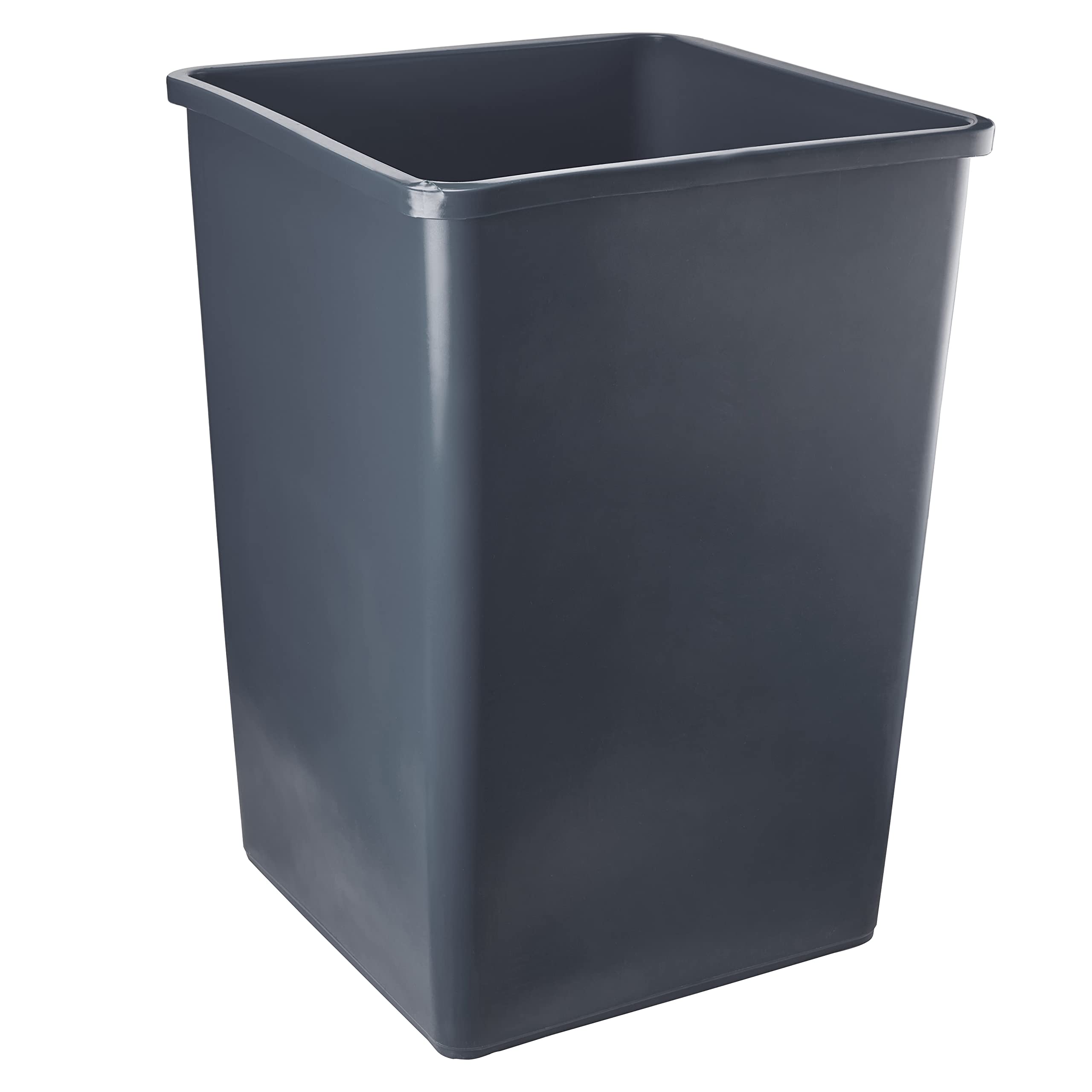 PRO&Family 140 Qt. (35 Gallon/132 Liter) Heavy Duty Gray Square Trash Can - Kitchen Garbage Bin, Recycling Waste Container for Home, Office, Restaurant & Outdoor Use