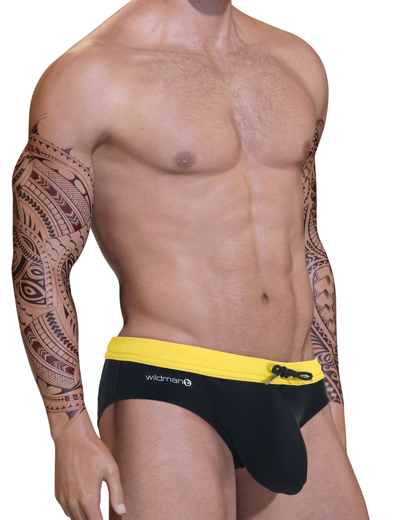 Wildmant Big Boy Pouch Swim Bikini - Quick Dry Swim Trunks for Men, Comfortable Beach Shorts with Pouch Support, Yellow - Perfect for Swimming, Beach Vacation & Summer Outdoor Activities