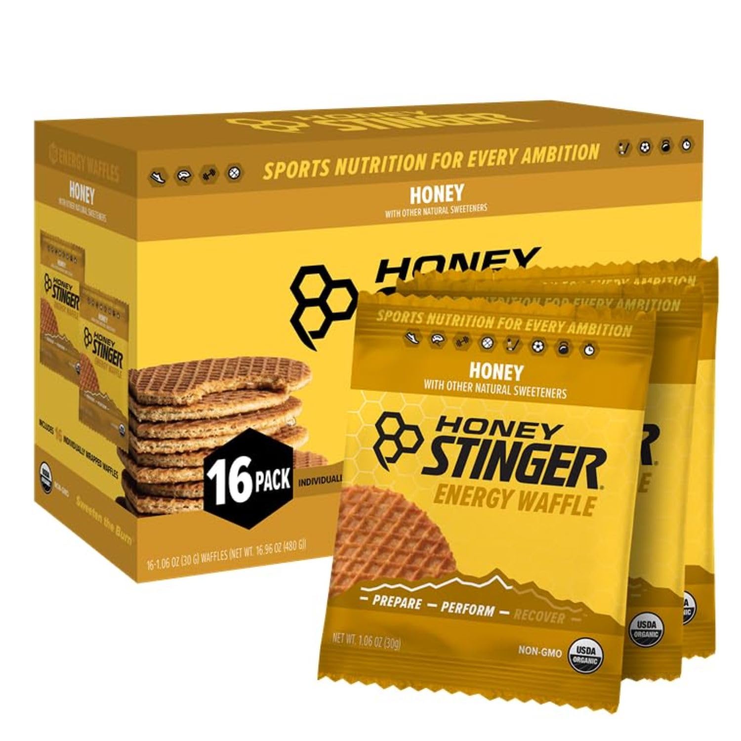 Honey Stinger Organic Energy Waffle - Pre & Post Workout Snack for Gym & Sports