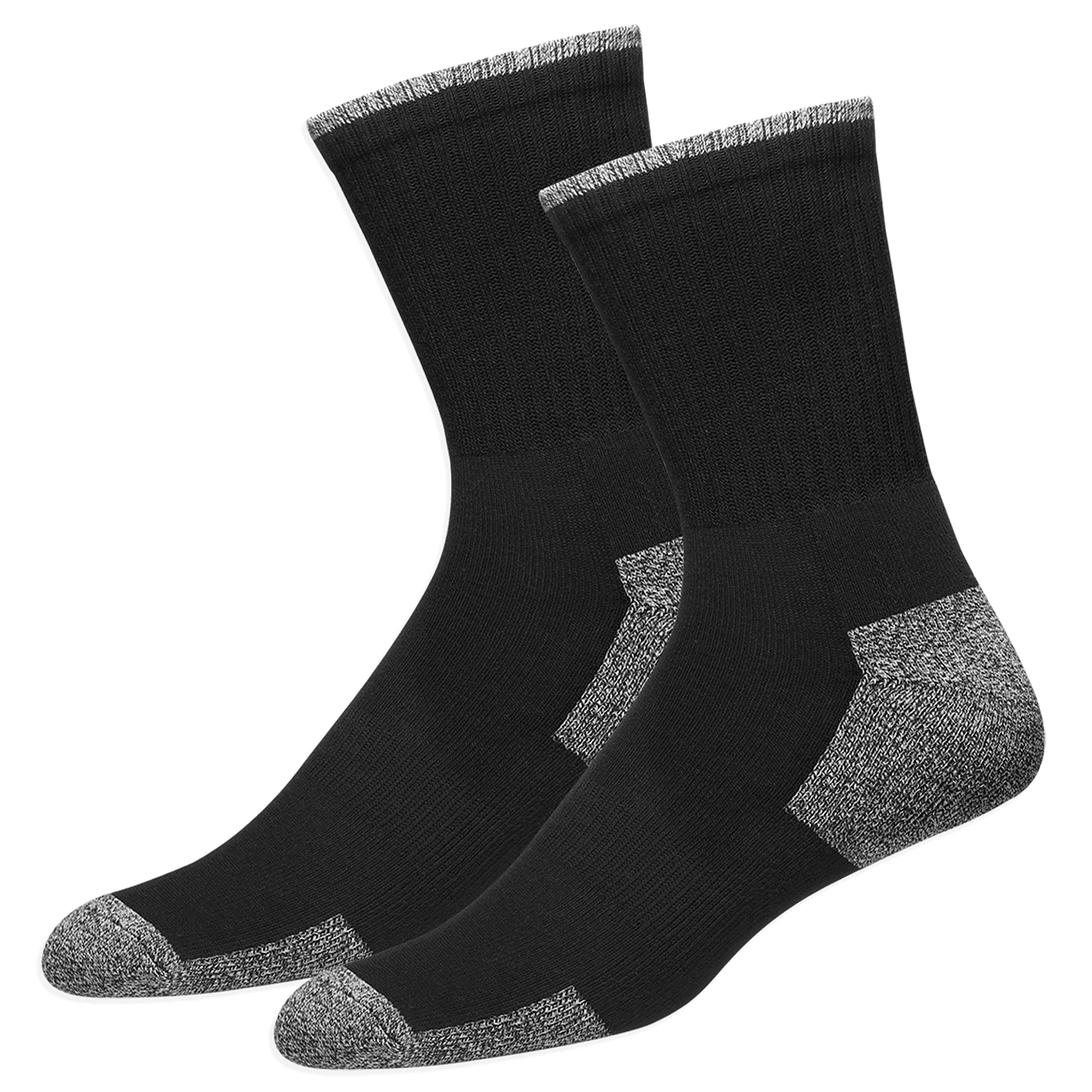 10-Pack Men's Crew Socks - Cushioned & Reinforced for Durability - Breathable Cotton Athletic Socks for Running, Work & Everyday Wear