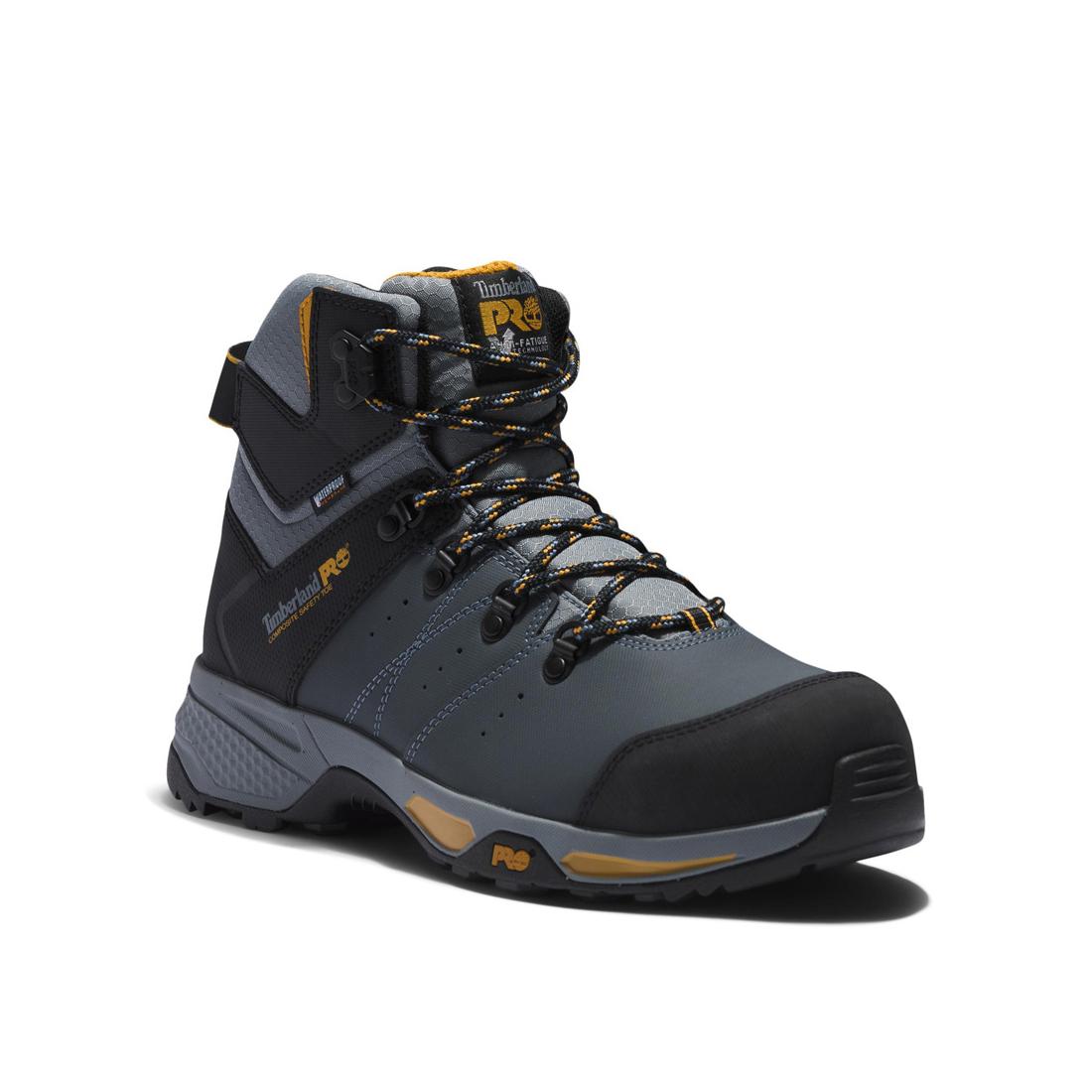 Switchback 6 Inch Composite Toe Waterproof Work Boots for Men - Slip Resistant Safety Shoes with Electrical Hazard Protection - Ideal for Construction, Warehouse & Outdoor Work (Gray)