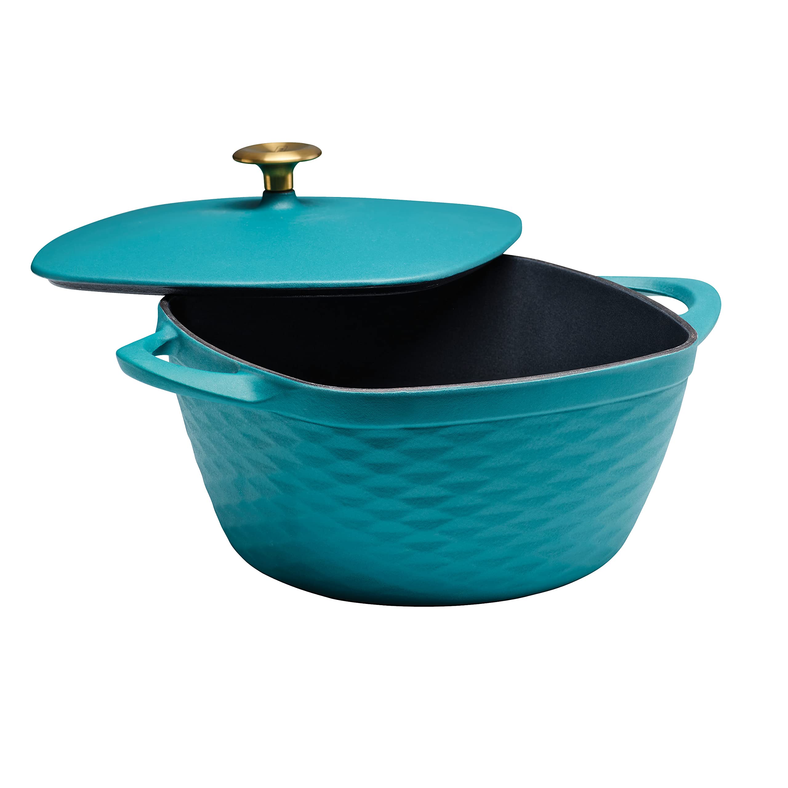 Prisma 7 Quart Enameled Cast Iron Covered Square Dutch Oven - Teal Blue - Perfect for Braising, Baking, Roasting & Slow Cooking Soups, Stews & Casseroles