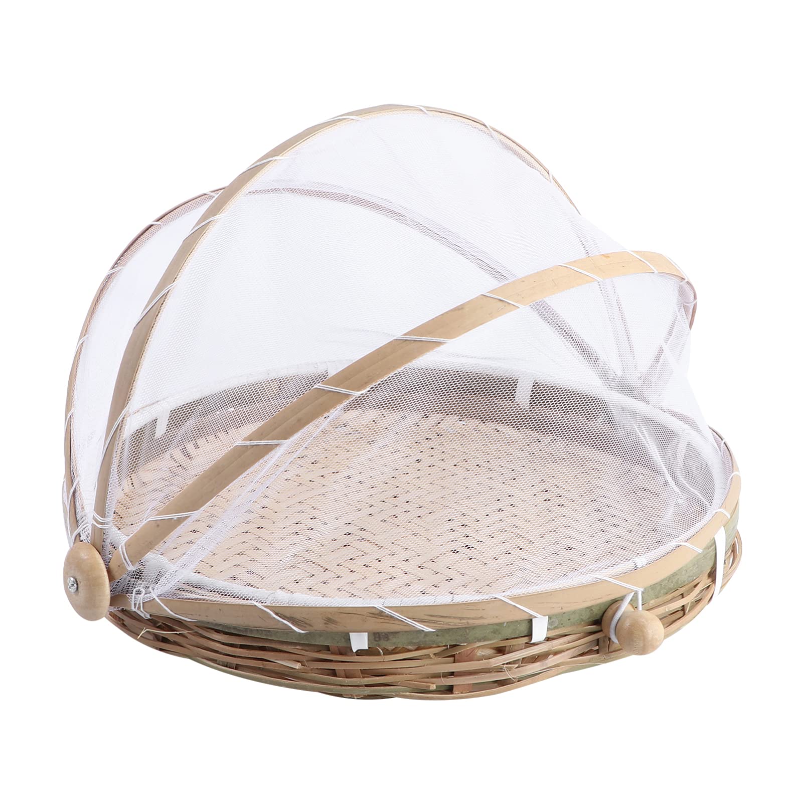 YARNOW Hand Woven Bamboo Food Serving Basket with Bug Proof Cover - Outdoor Picnic, Party, Camping & BBQ Essential for Fresh Food Protection