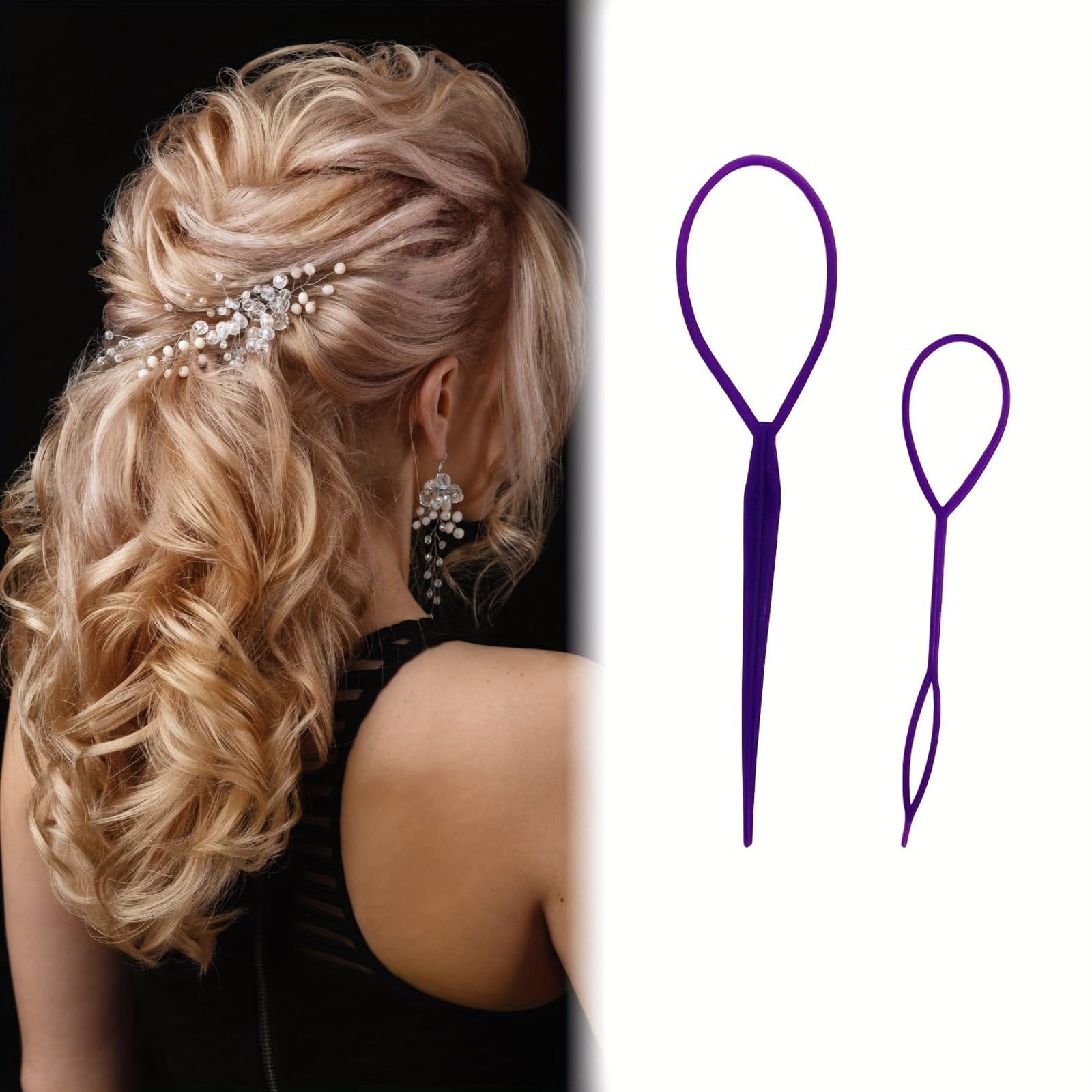 Topsy Tail Hair Braid Tool – Plastic Ponytail Maker & Styling Accessory with Bonus Hair Holder (2-Pack) – Perfect for Quick Updos, Braids & Ponytails