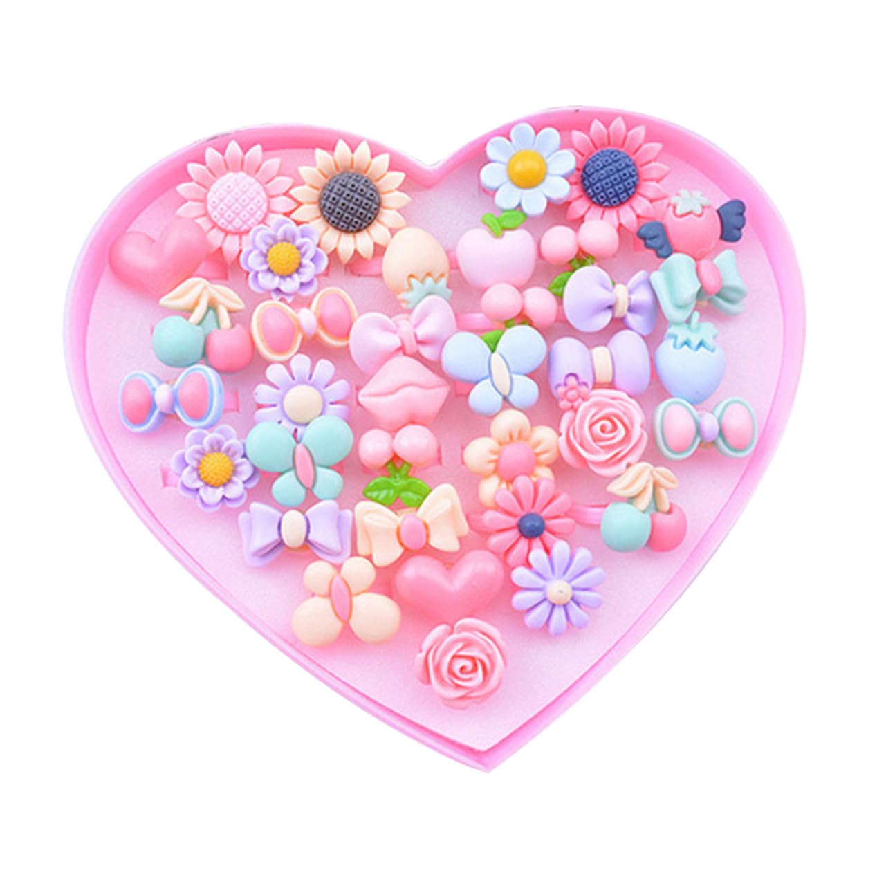 TOYANDONA 36pcs Kids Pretend Play Rings Set - Cartoon Dress Up Rings for Girls & Boys - Korean Style Children's Toys for Role Play, Birthday Gifts & Party Favors