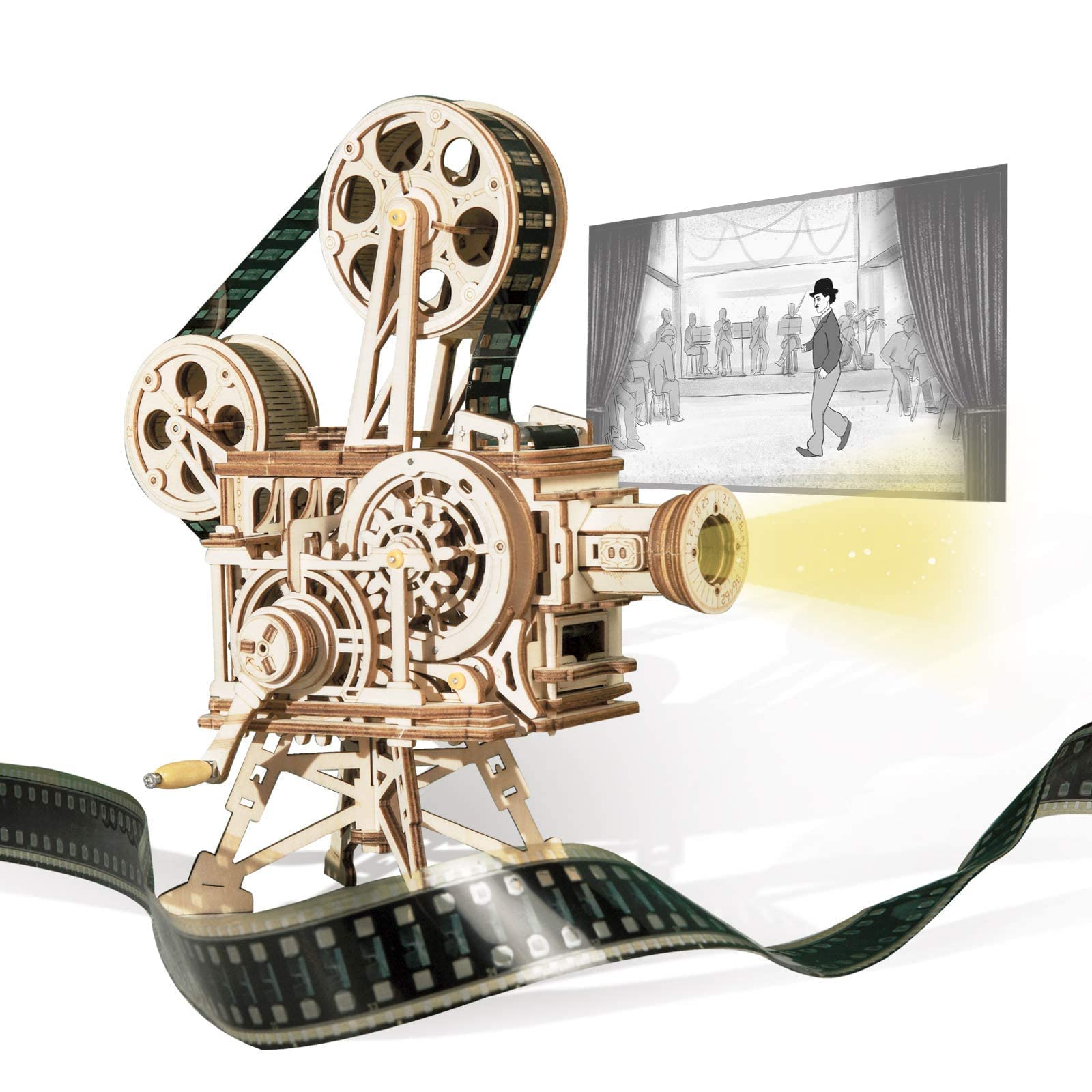 ROKR 3D Wooden Puzzles for Adults - Owl Clock & Film Projector Bundle, DIY Craft Kit, Unique Gift for Men Women, Home Office Decor | Perfect for Stress Relief, STEM Learning & Family Bonding Activities