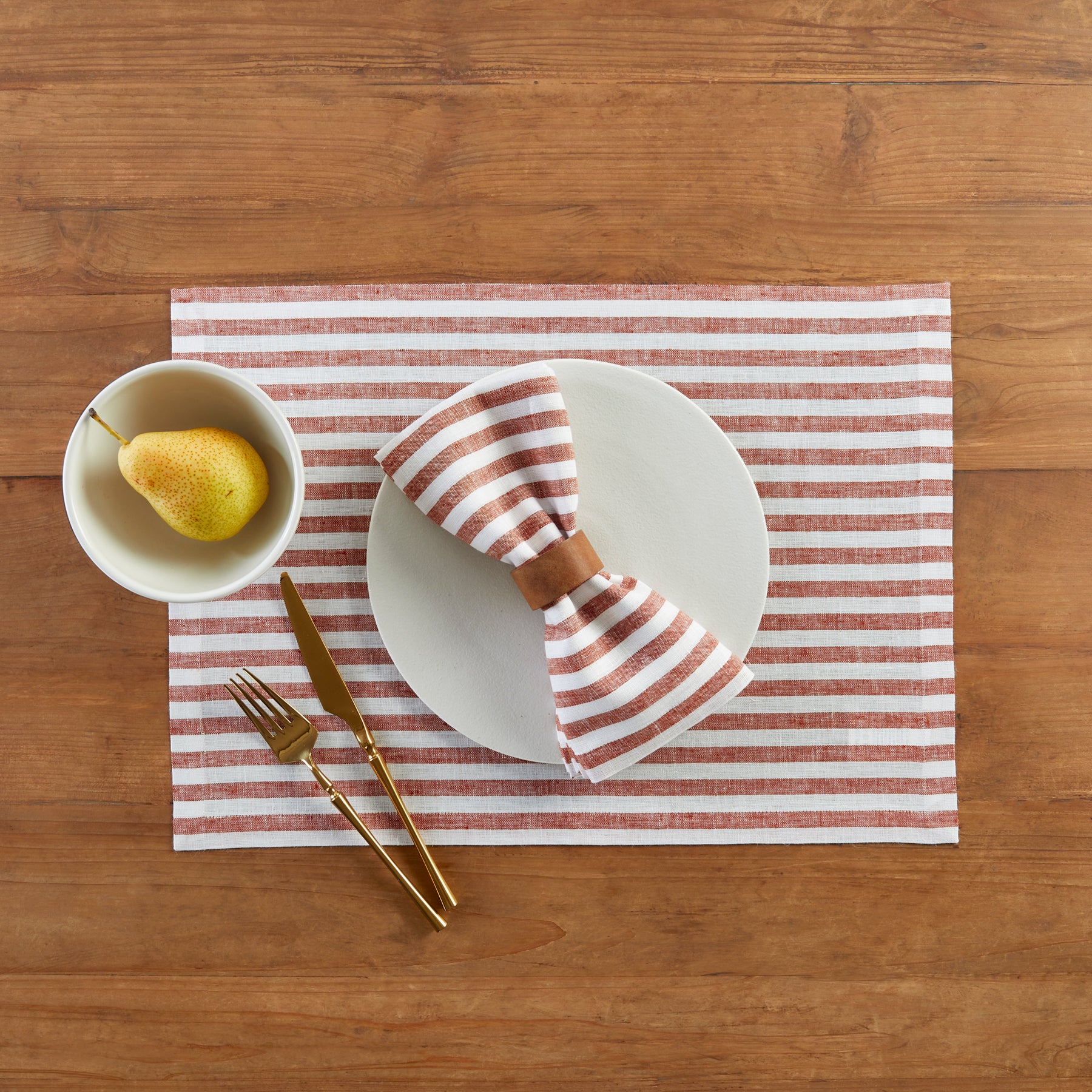 Amalfi Stripe Cotton Placemats Set of 6 - Waterproof & Washable Table Mats for Dining, Kitchen, and Party Decor - Elegant Italian-Inspired Table Setting Accessories