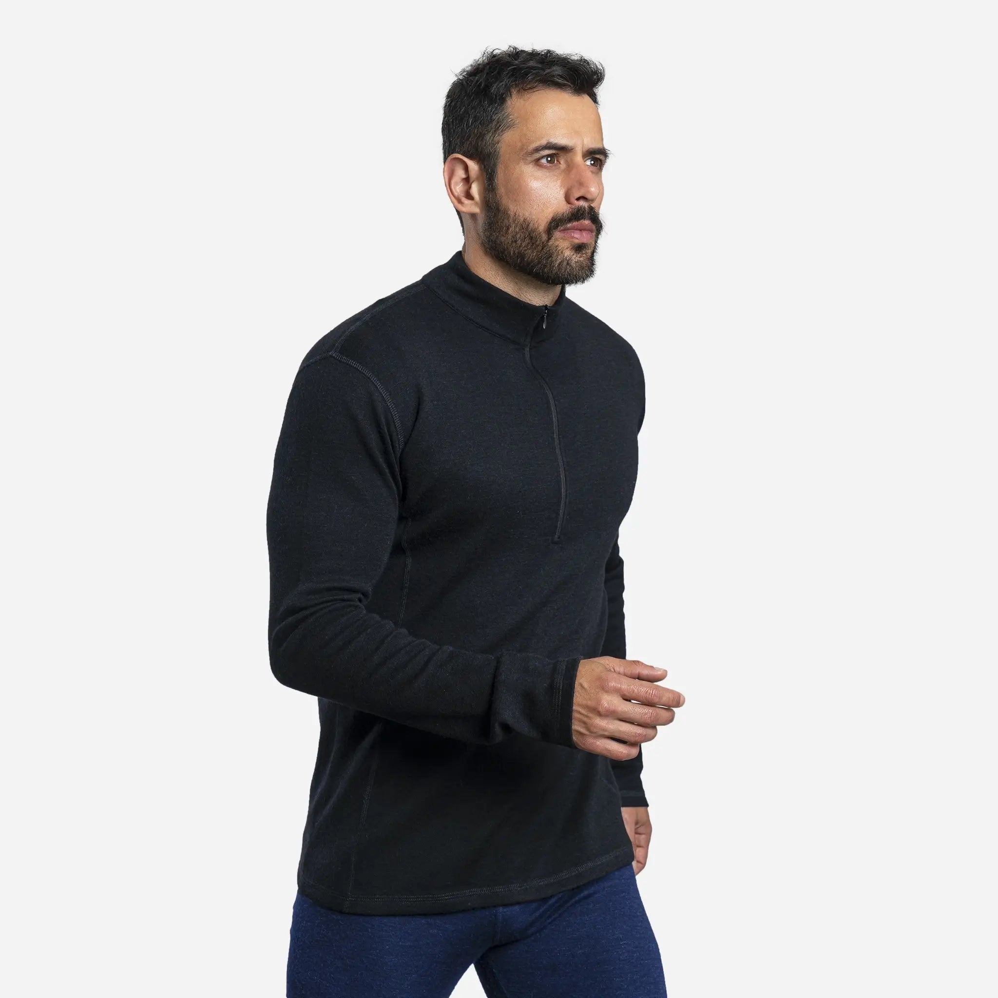 Men's Alpaca Wool Base Layer - 300 Lightweight Half Zip Thermal Shirt for Hiking, Skiing & Winter Outdoor Activities