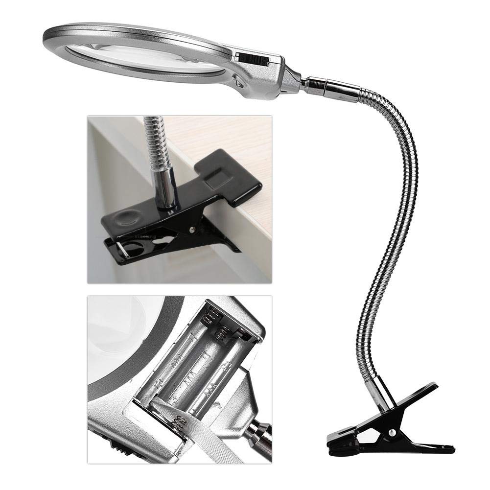 LED Magnifying Glass Lamp with Adjustable Clamp - Dimmable Desk Light for Jewelry Watch Repair, Reading, Crafts & Hobbies | Flexible Gooseneck Design for Close Work & Detailed Tasks