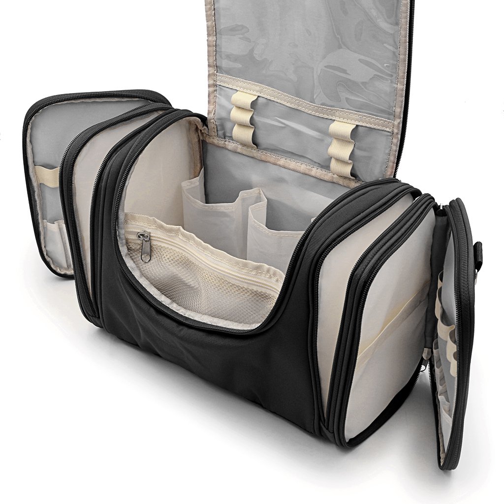 IGNPION Large Hanging Toiletry Bag - Waterproof Travel Makeup Organizer with Multiple Pockets for Business Travel, Vacation & Home Storage (Black) | Perfect for Cosmetics, Toiletries & Travel Essentials Organization